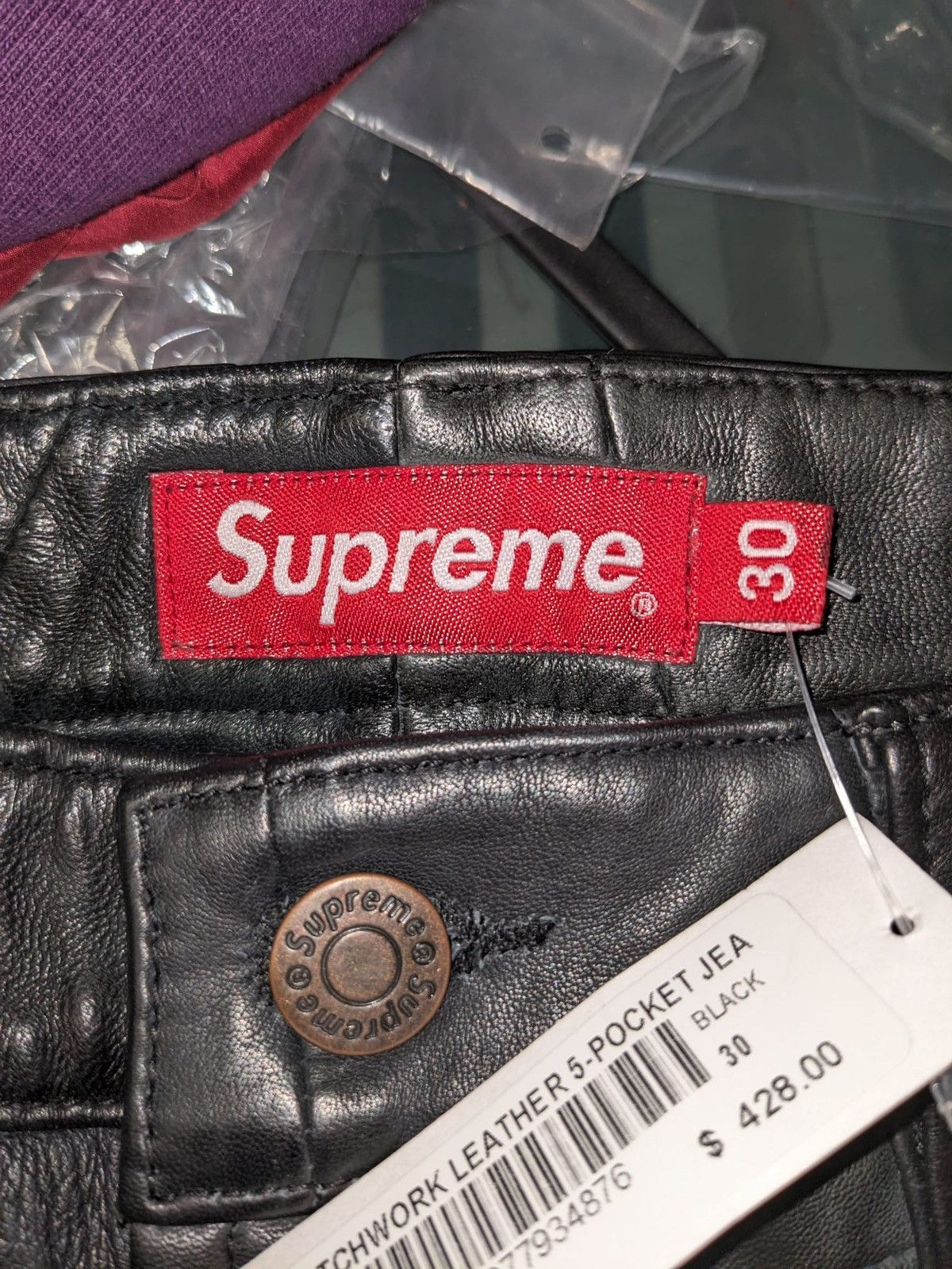 Supreme SS23 Supreme Patchwork Leather 5-Pocket Jean Pants 30 Size US 30 / EU 46 - 6 Thumbnail