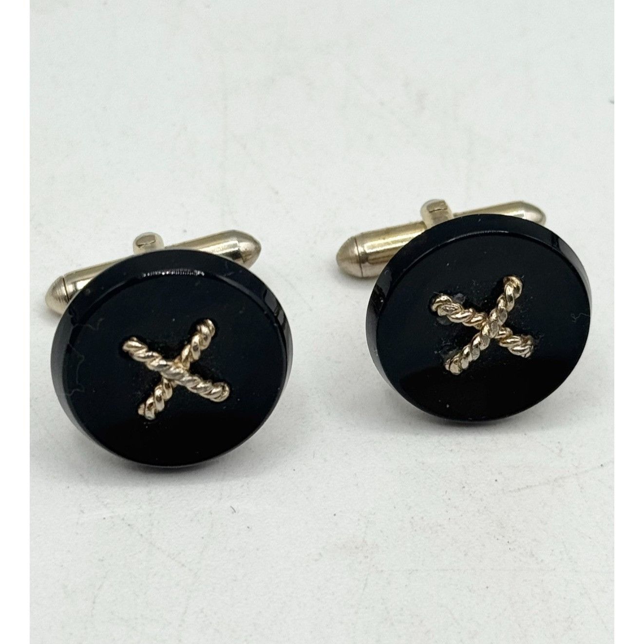 Vintage Vintage black button unisex cuff links cufflinks Size ONE SIZE - 1 Thumbnail