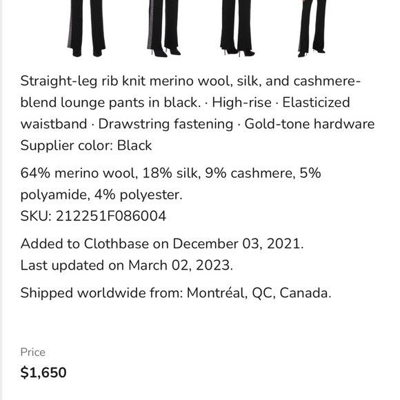Balmain 🎀 BALMAIN NEW merino Lurex Striped Straight Knit Pants Size 26" / US 2 / IT 38 - 2 Thumbnail