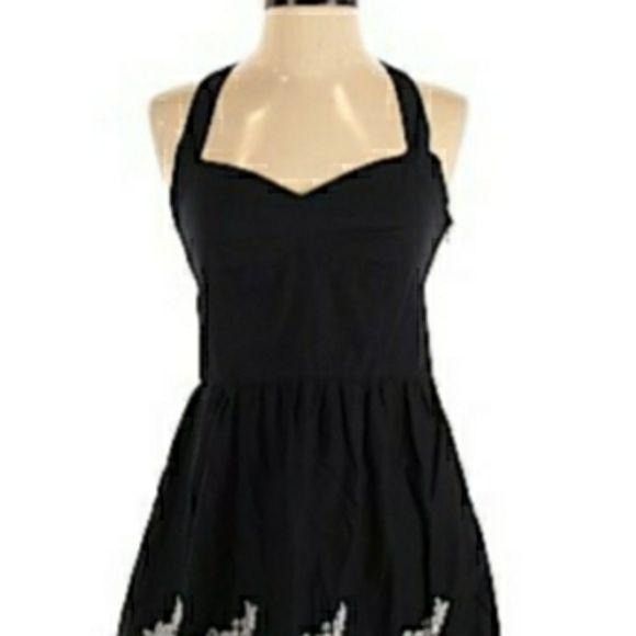 Loft Retro 60's Sweetheart Halter Dress Sz 2 Black Embroidered Ap Size XS / US 0-2 / IT 36-38 - 4 Thumbnail