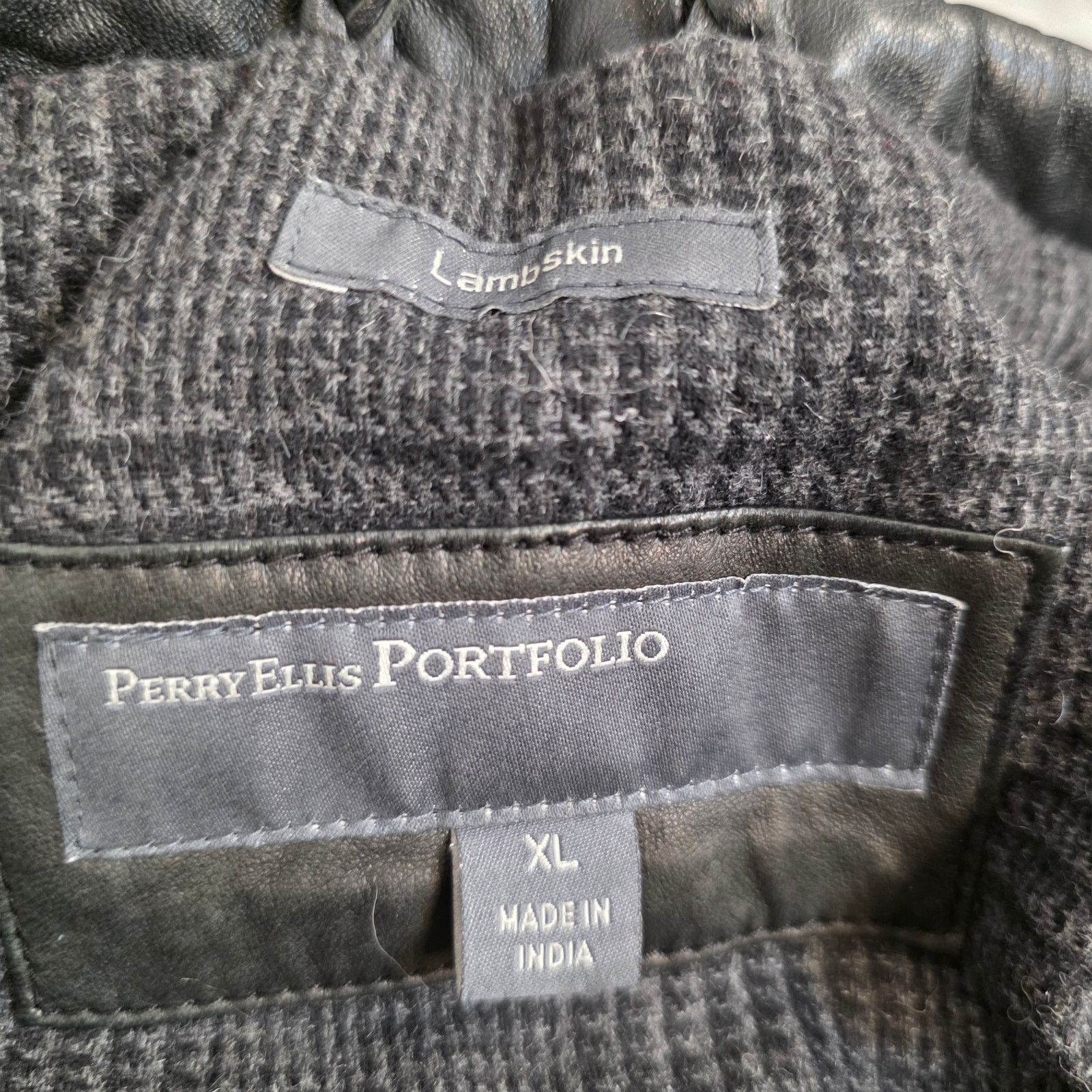 Perry Ellis Lambskin Leather Jacket Black Men's XL Lined Size US XL / EU 56 / 4 - 5 Thumbnail