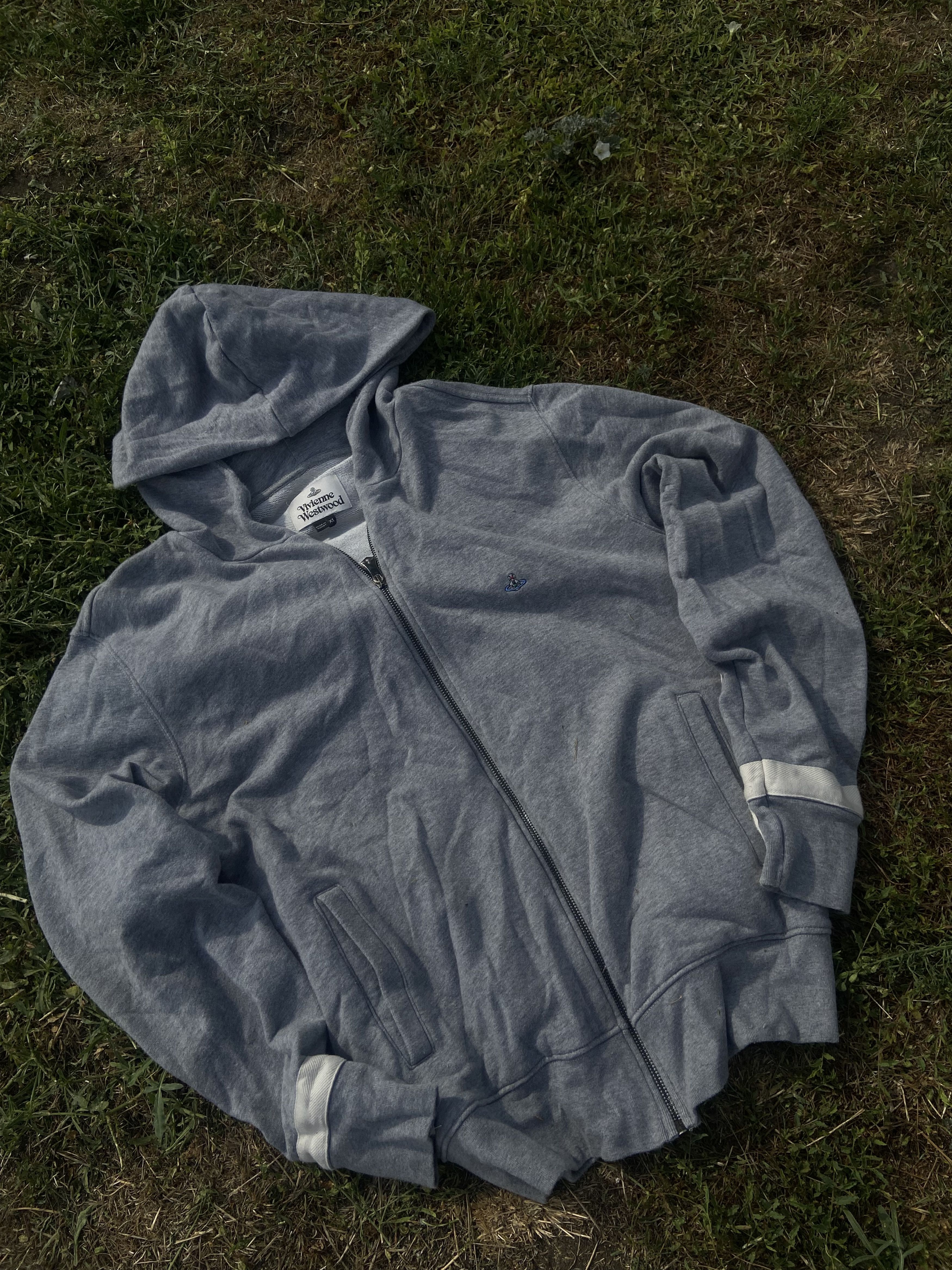 Vivienne Westwood Vivienne Westwood Zip up hoodie gray and white striped Size US XL / EU 56 / 4 - 1 Thumbnail