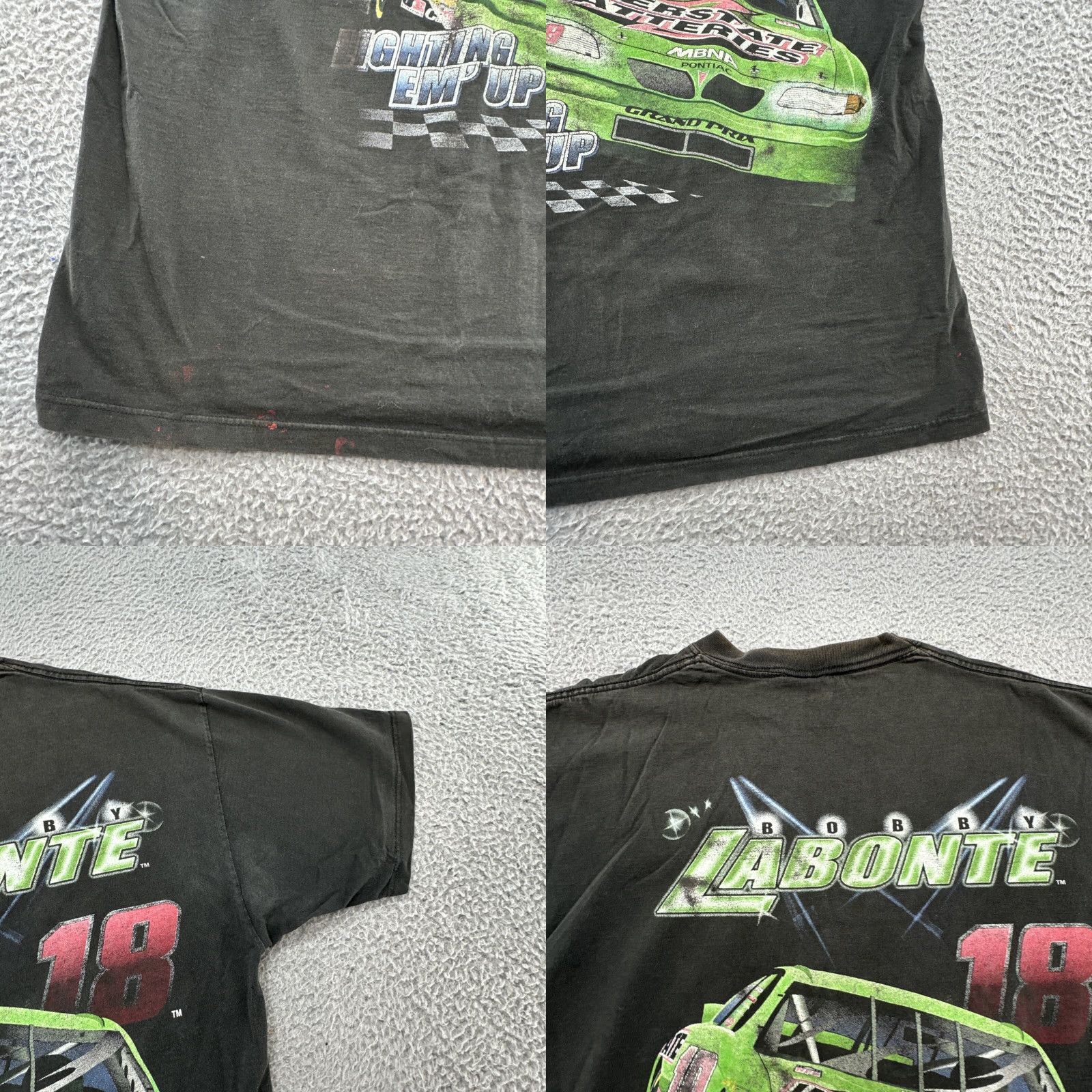 Chase Authentics VINTAGE NASCAR Bobby Labonte #18 T Shirt Lighting Em' Up Chase Authentics Large Black 90s Mens T-Shirt Shirts Men Racing Nascar Size US L / EU 52-54 / 3 - 9 Thumbnail