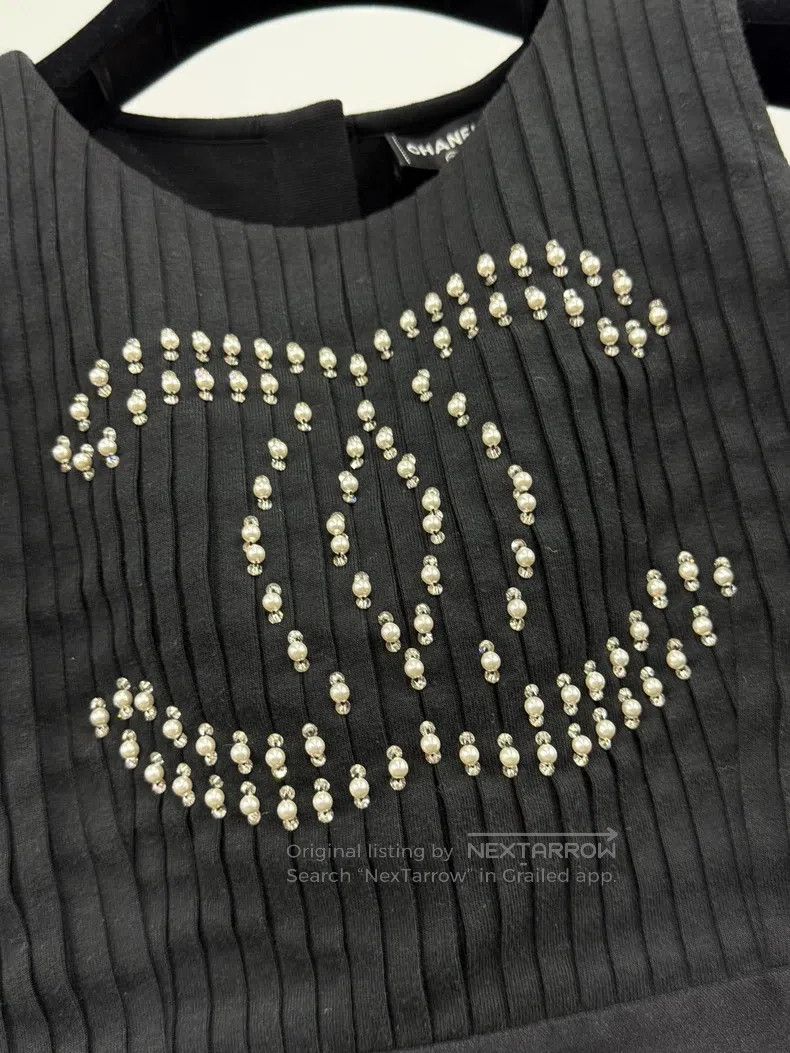 Chanel Chanel Black pearl rhinestone large double C large logo ve Size XS / US 0-2 / IT 36-38 - 2 Thumbnail