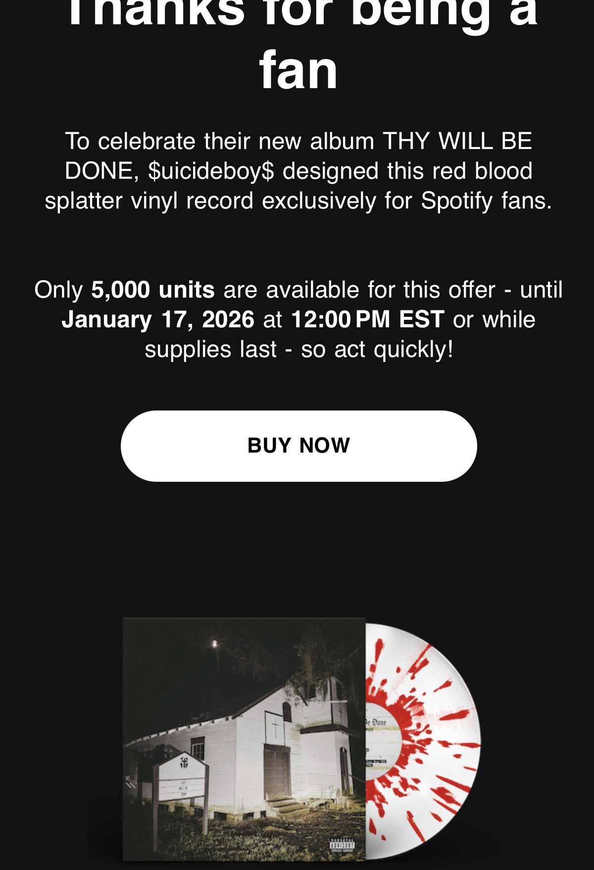 G59 Records $uicideboy$ G59 THY WILL BE DONE - Spotify Exclusive Vinyl Size ONE SIZE - 2 Thumbnail