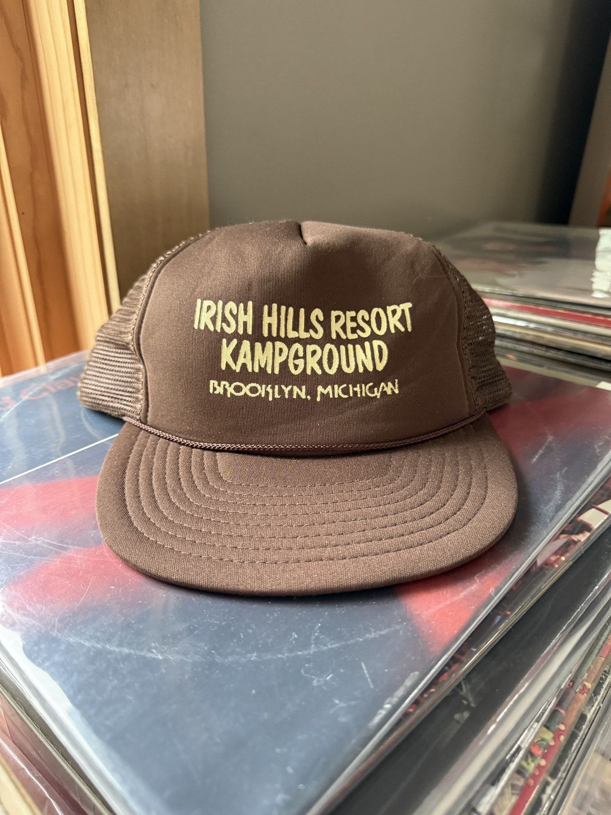 Vintage Vintage Irish Hills Campground Mesh Snapback Trucker Hat Size ONE SIZE - 1 Thumbnail