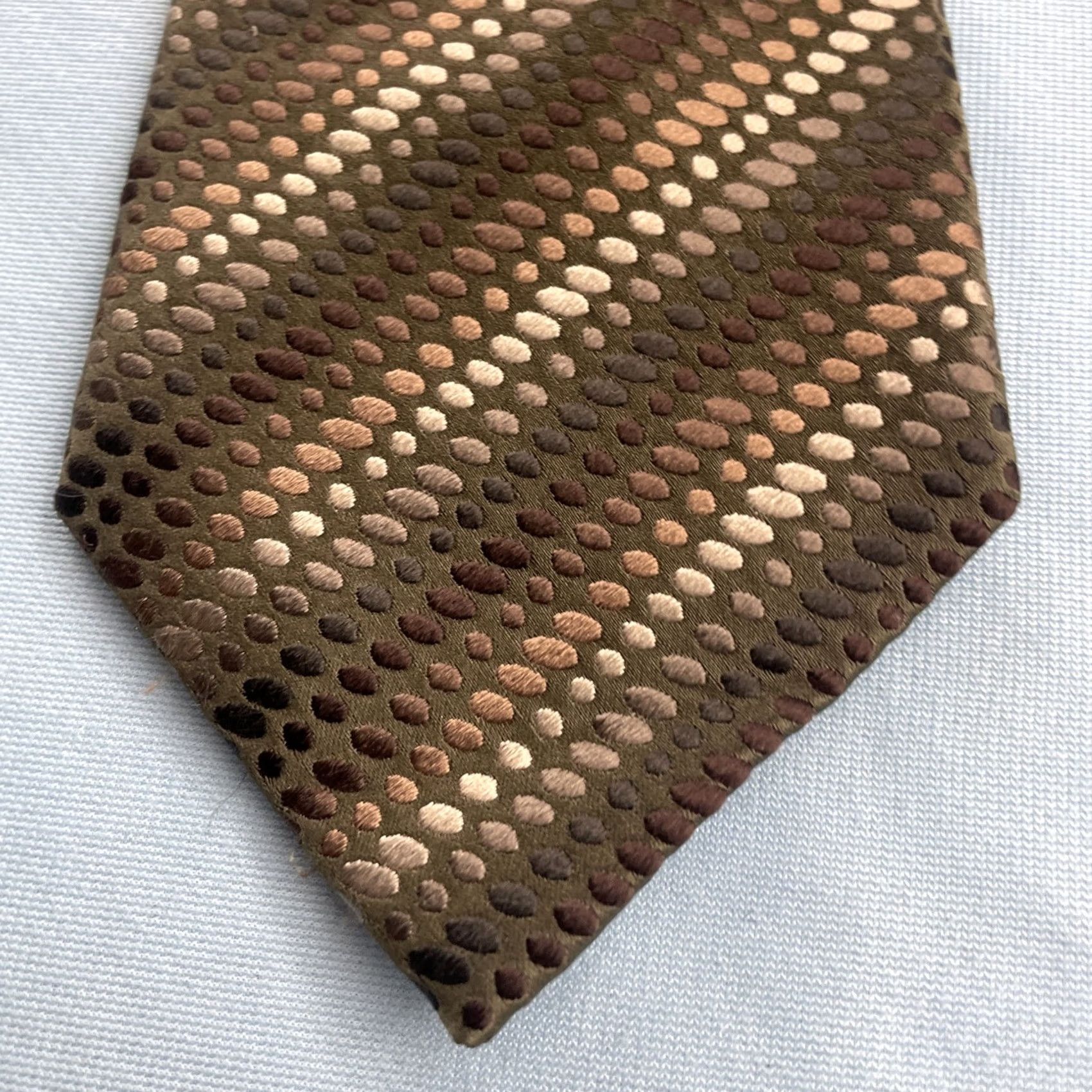 Dockers VINTAGE Dockers Necktie Silk Woven Stripe Dots Navy Green Brown 57"-60" 4x60 Men Tie Dupont Teflon Capsule Executive Handcrafted Size ONE SIZE - 2 Thumbnail
