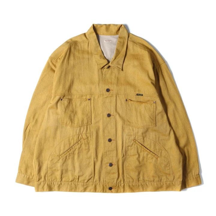 image of Kapital Katsuragi Big G Jean Jacket Denim Coat in Mustard, Men's (Size XL)