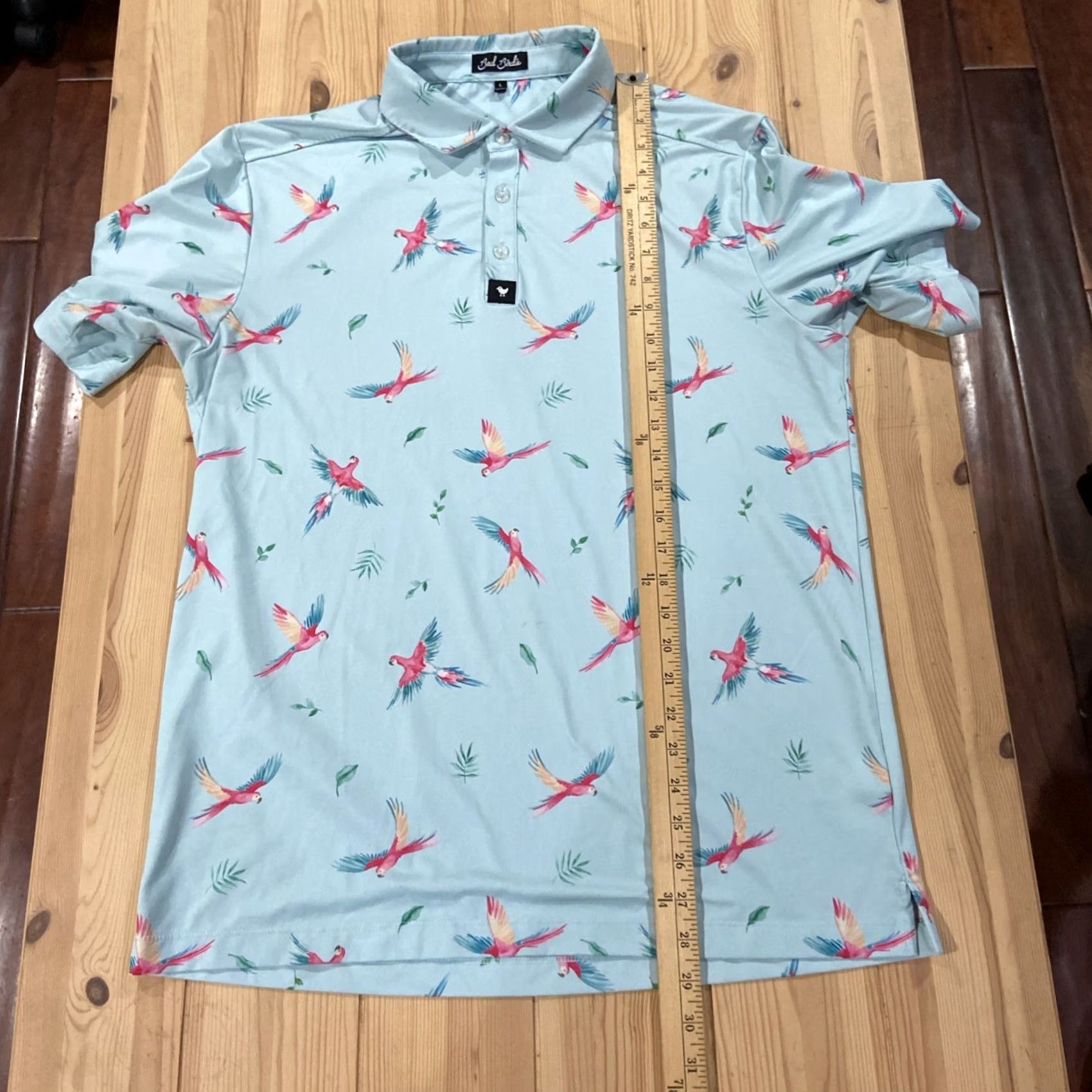 Vintage Bad Birdie Polo Shirt Parrot Macaw Turquoise Short Sleeve Mens L Blue Golf Logo Size US L / EU 52-54 / 3 - 5 Thumbnail
