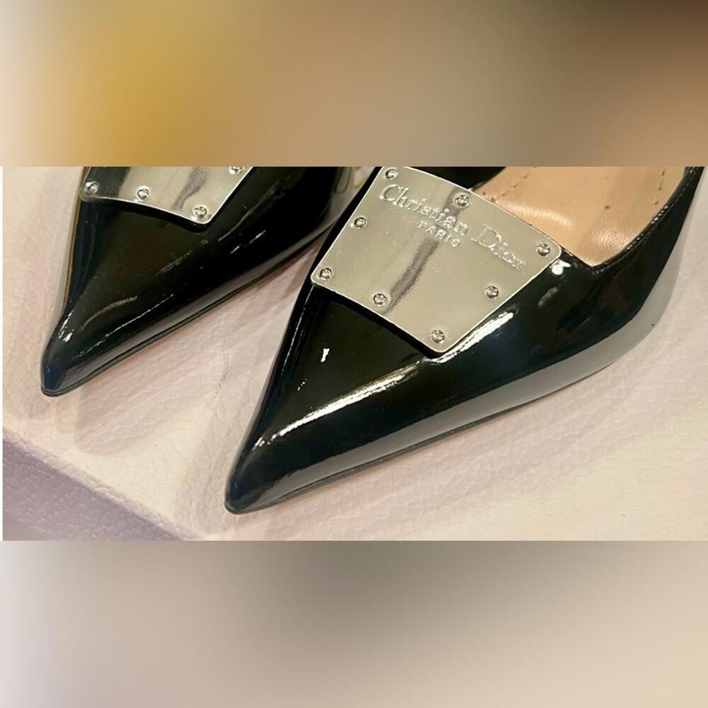 Dior LE PARISIENNE DIOR PATENT BLACK/SILVER HEELS SIZE 41 Size US 10 / IT 40 - 5 Thumbnail