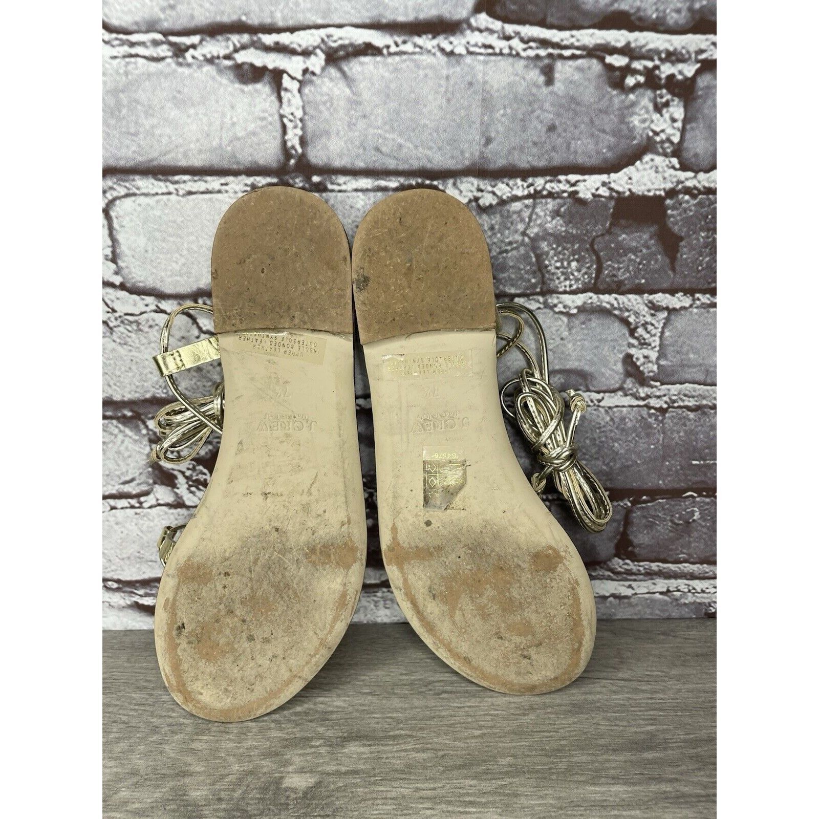 J.Crew J. Crew Metallic Gold Leather Ankle Wrap Around Sandals Wome Size US 7.5 / IT 37.5 - 7 Thumbnail