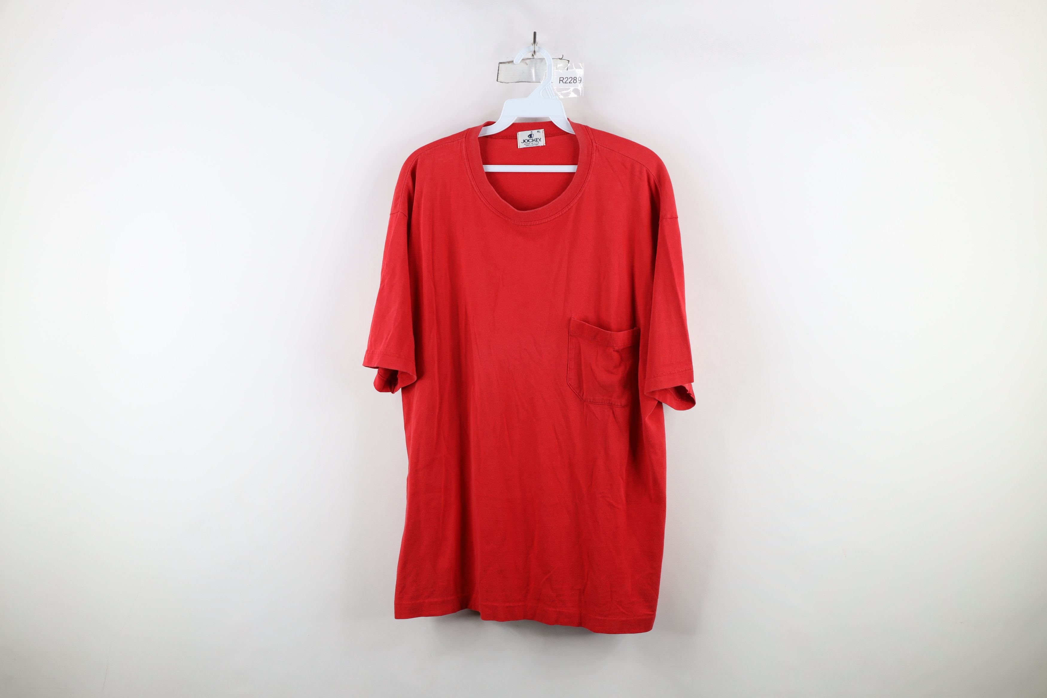 Vintage Vintage 90s Streetwear Baggy Pocket T-Shirt Red Cotton USA Size US XL / EU 56 / 4 - 1 Thumbnail