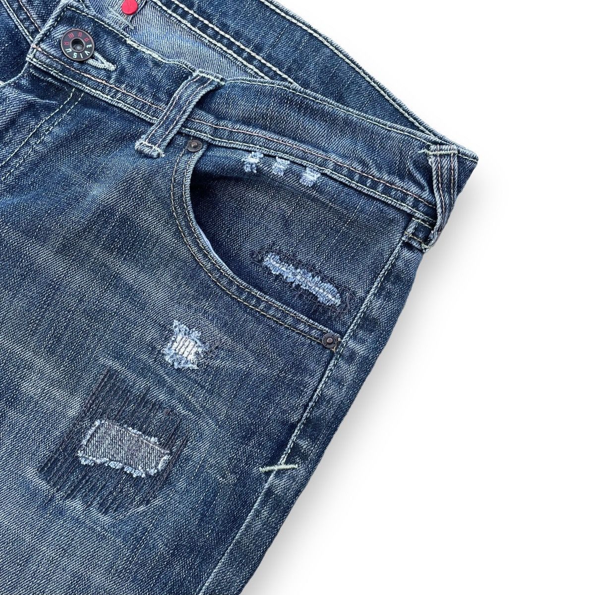 VINTAGE Y2K EVISU X PUMA DISTRESSED WASHED DENIM PANTS