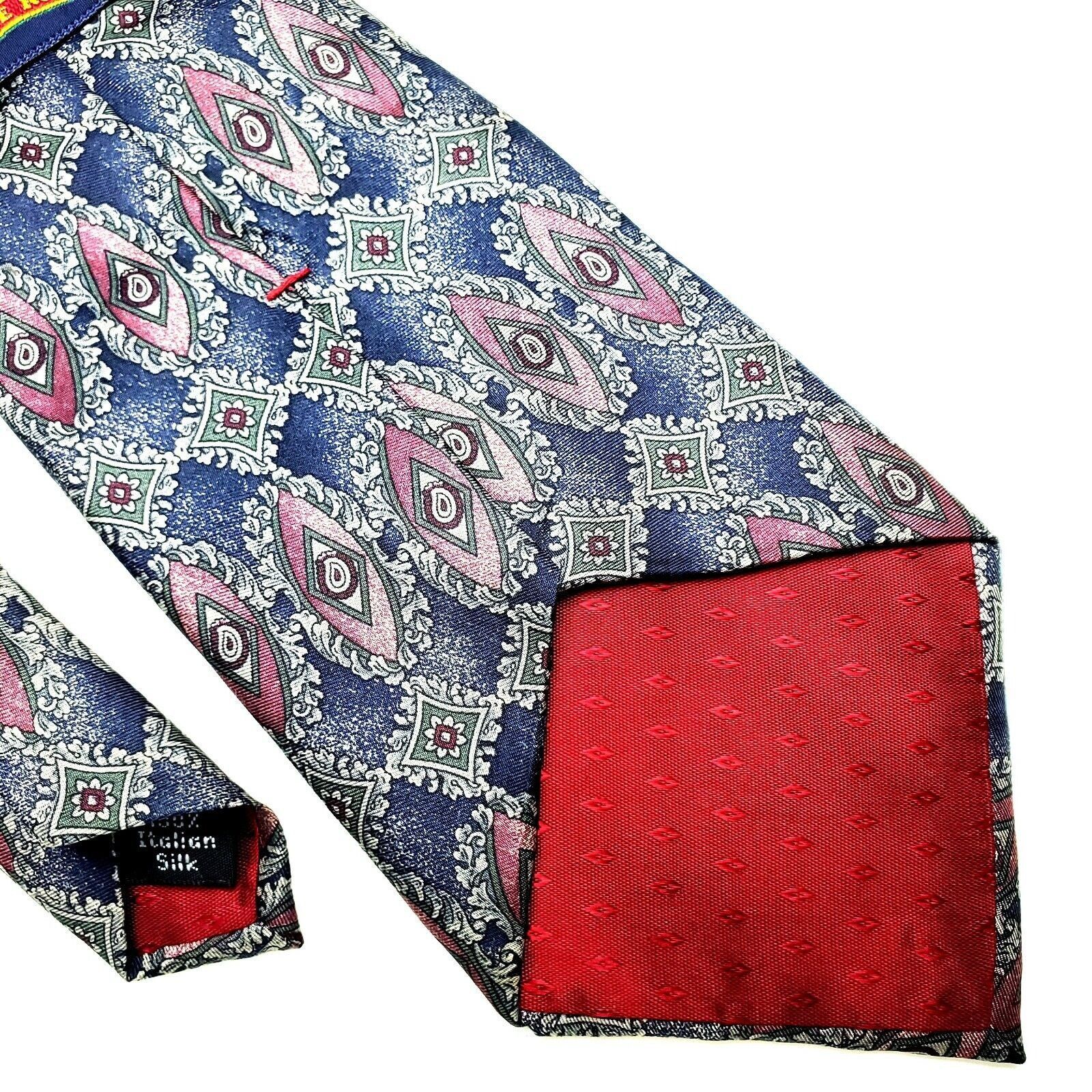 Savile Row Savile Row Silk Tie Blue Geometric Wide Print Size ONE SIZE - 5 Thumbnail