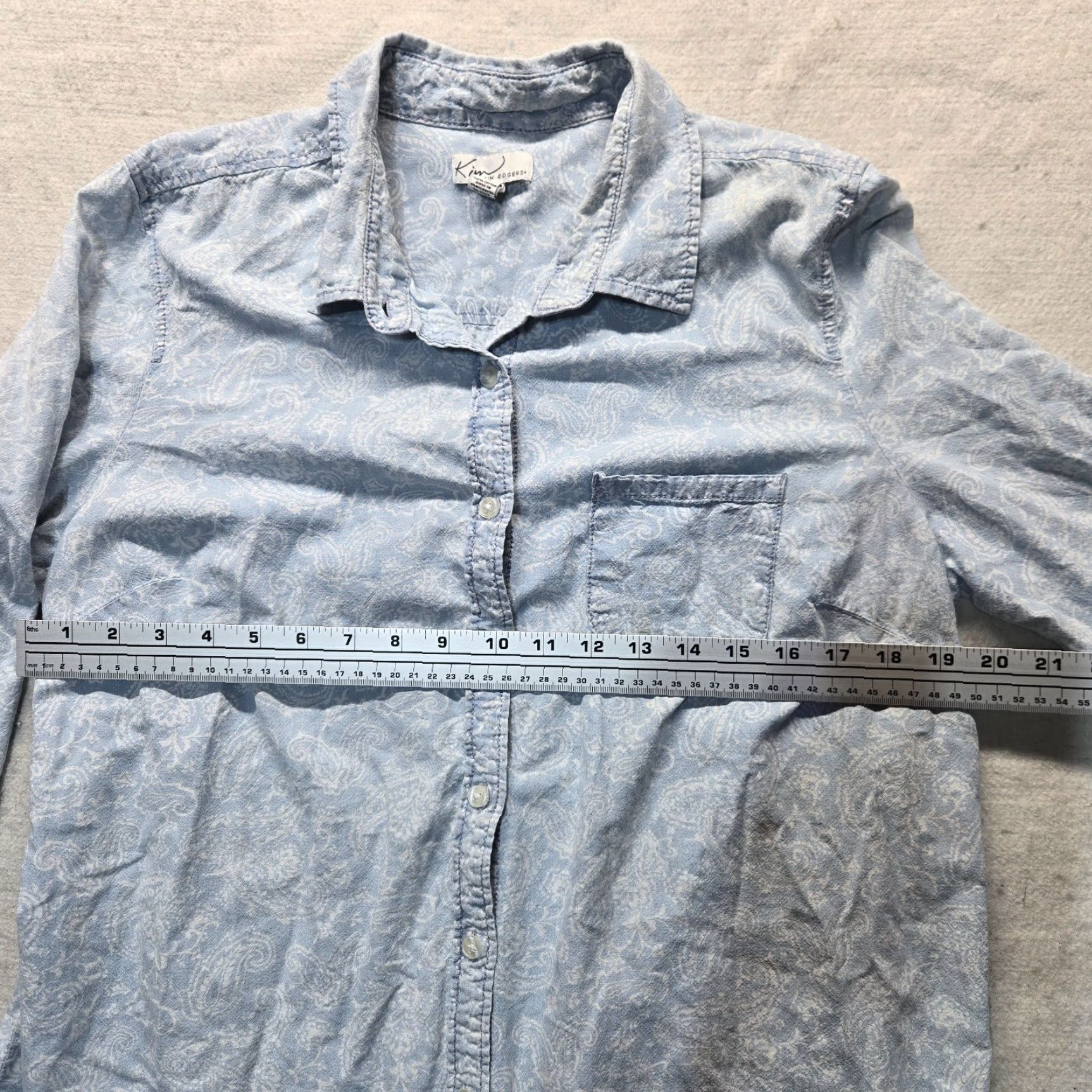 Vintage Kim Rogers Shirt Blue Paisley Button-Up Adult XL Women Size XL / US 12-14 / IT 48-50 - 4 Thumbnail