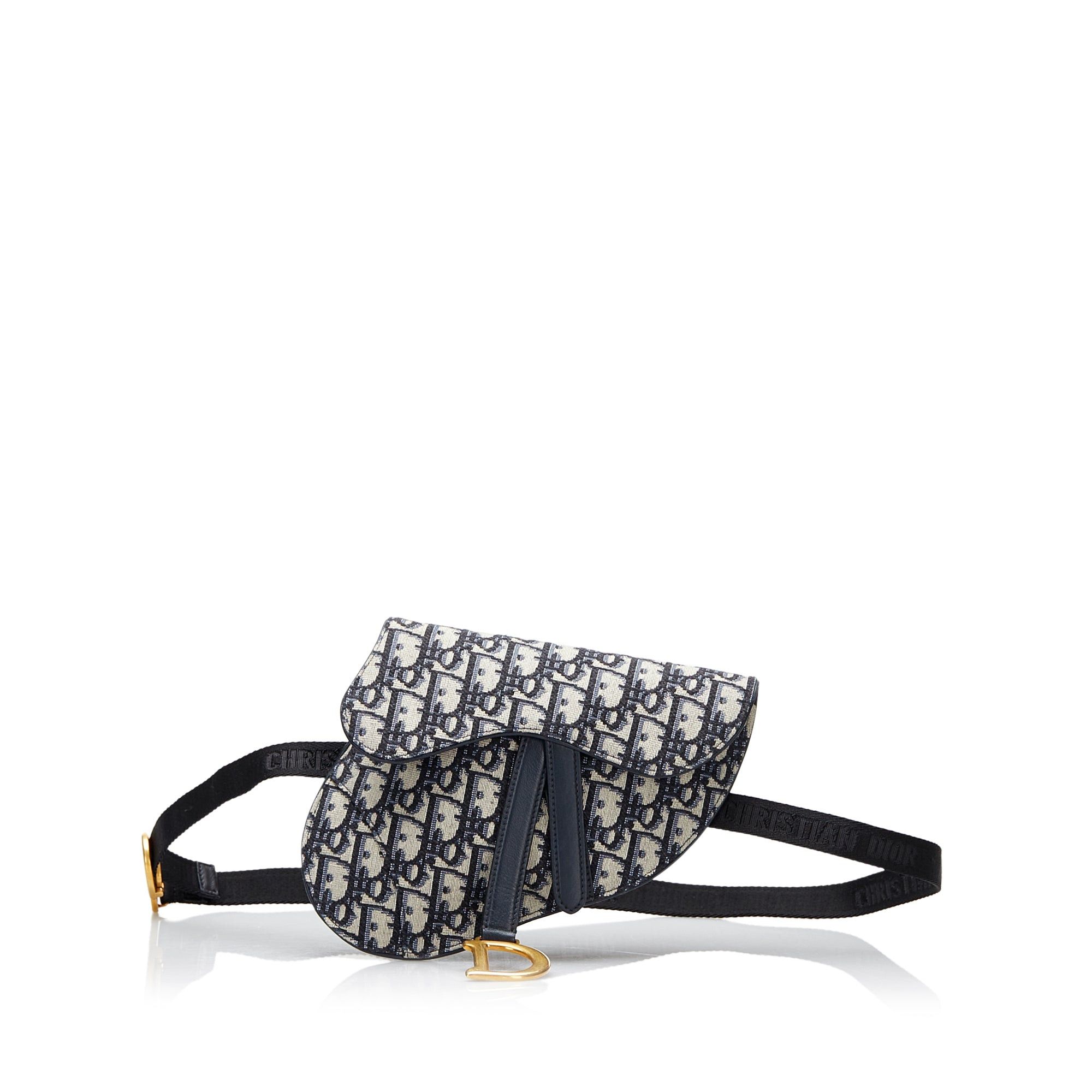 Dior Oblique Canvas Saddle Belt Bag Blue, Women's