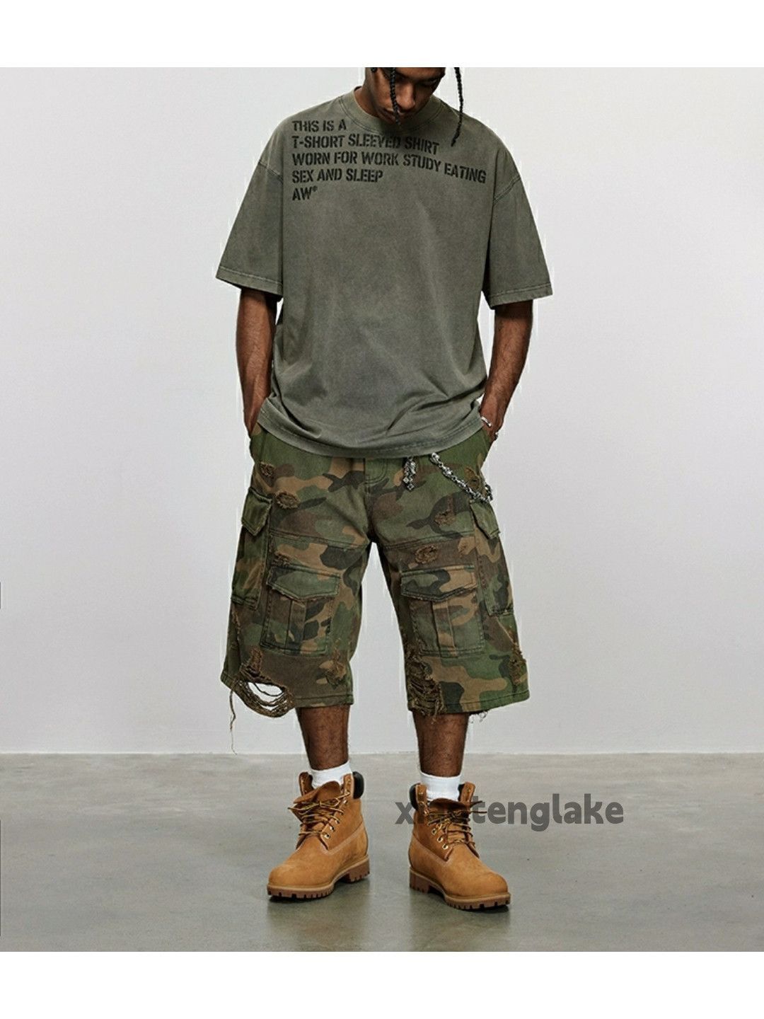 Vintage xz asaprocky travisscott style loose ripped camo shorts Size US 34 / EU 50 - 3 Thumbnail