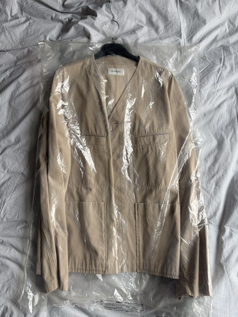 Lemaire LEMAIRE Beige Collarless Overshirt Size US M / EU 48-50 / 2 - 7 Thumbnail