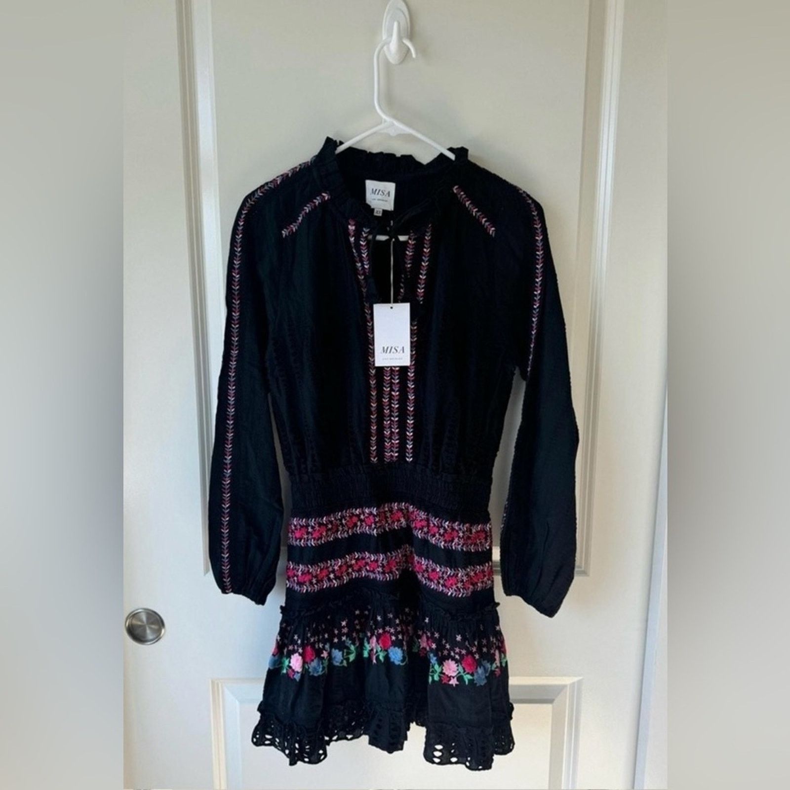 MISA Los Angeles NWT Misa Los Angeles $396 Black Ruffled Mini Dress Size XS Size XS / US 0-2 / IT 36-38 - 2 Thumbnail