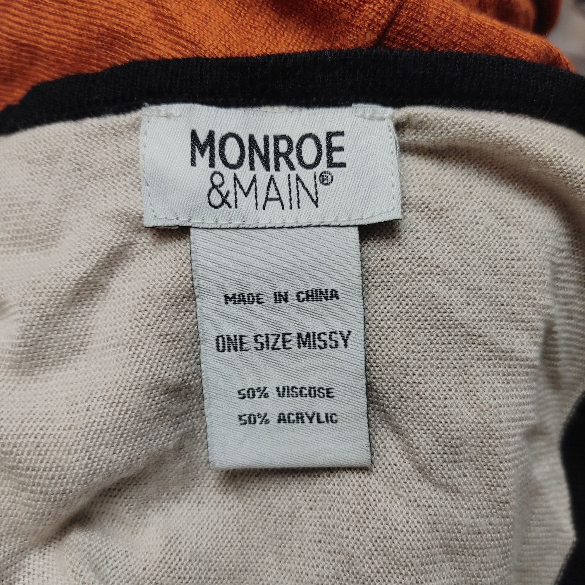 Other Monroe & Main Women's Missy Orange/White/Black Striped Shawl Size ONE SIZE - 3 Thumbnail