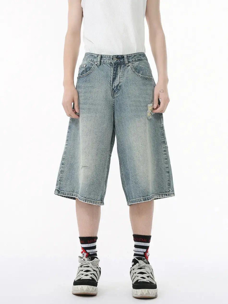 Japanese Brand Straight leg wide leg denim shorts Size US 32 / EU 48 - 6 Thumbnail