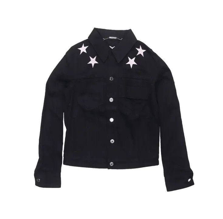 Givenchy Givenchy Black Denim Jacket with Star Prints Size US XS / EU 42 / 0 - 1 Thumbnail