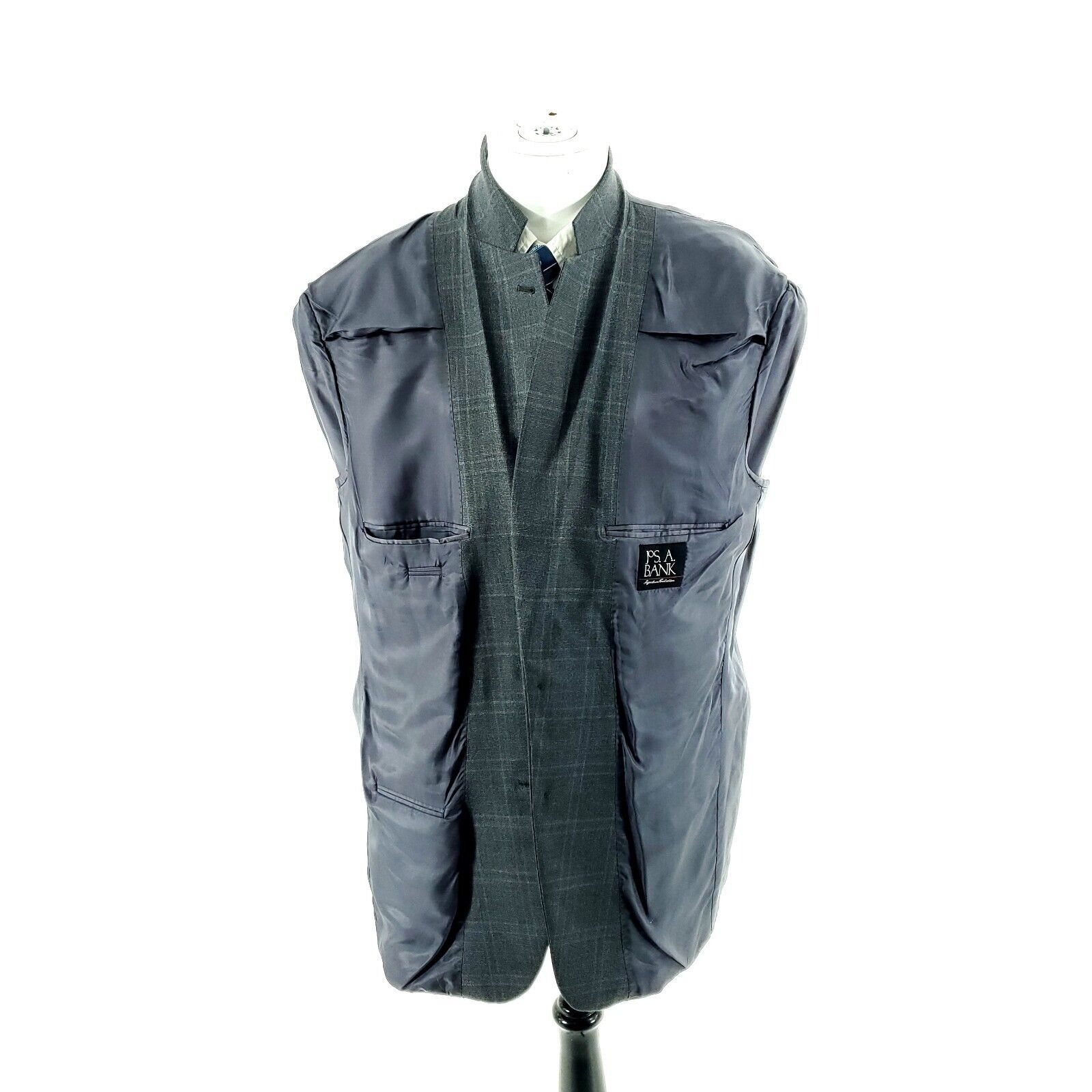 Jos. A. Bank Jos A Bank Signature Wool 2 Button Sport Coat 44L Gray Windo Size 44L - 9 Thumbnail