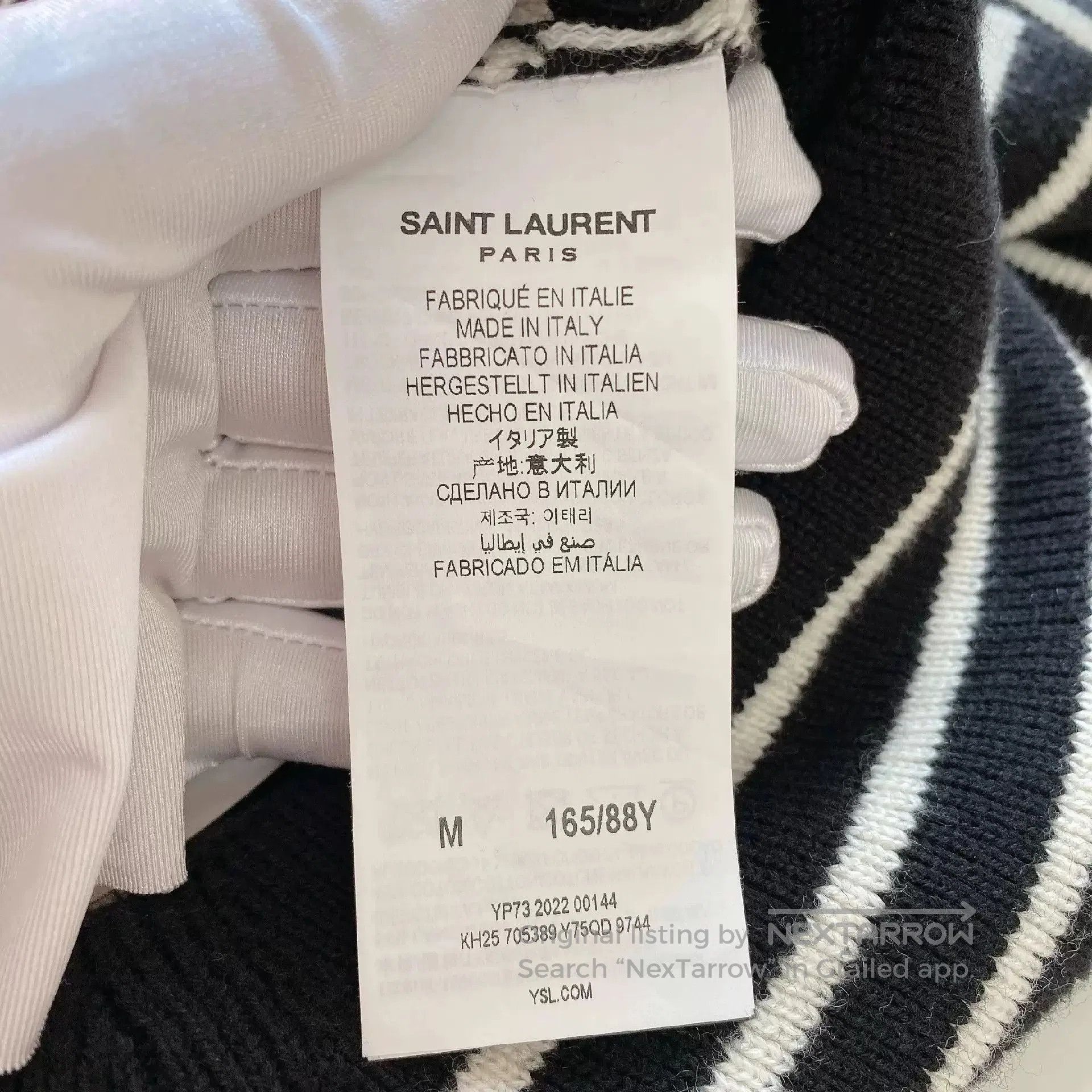 Saint Laurent Paris Saint Laurent Off-Shoulder Striped Crop Sweater. Size M / US 6-8 / IT 42-44 - 4 Thumbnail