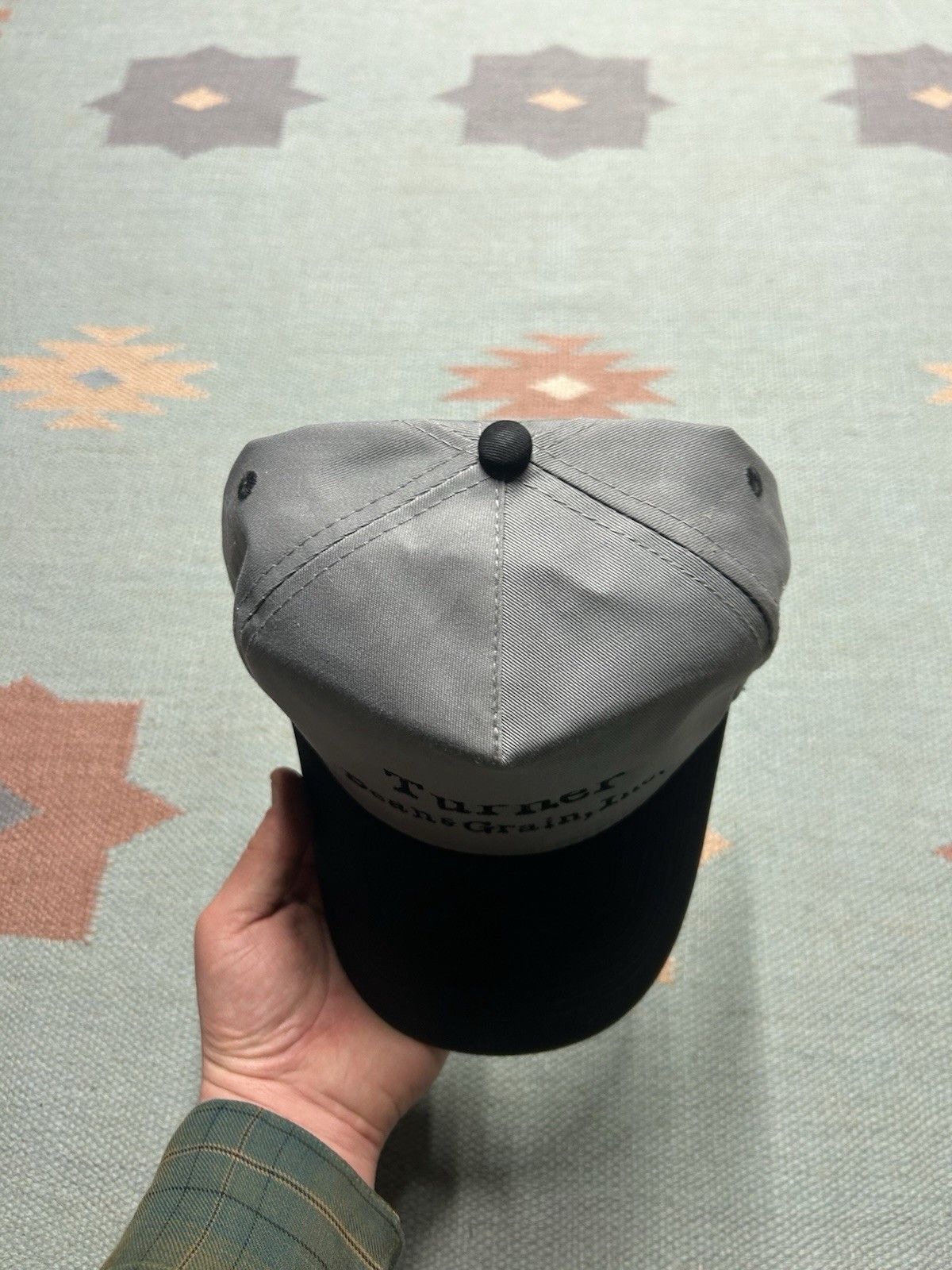 Vintage Vtg SnapBack hat Turner bean & grain inc farm feed gray blac Size ONE SIZE - 3 Thumbnail