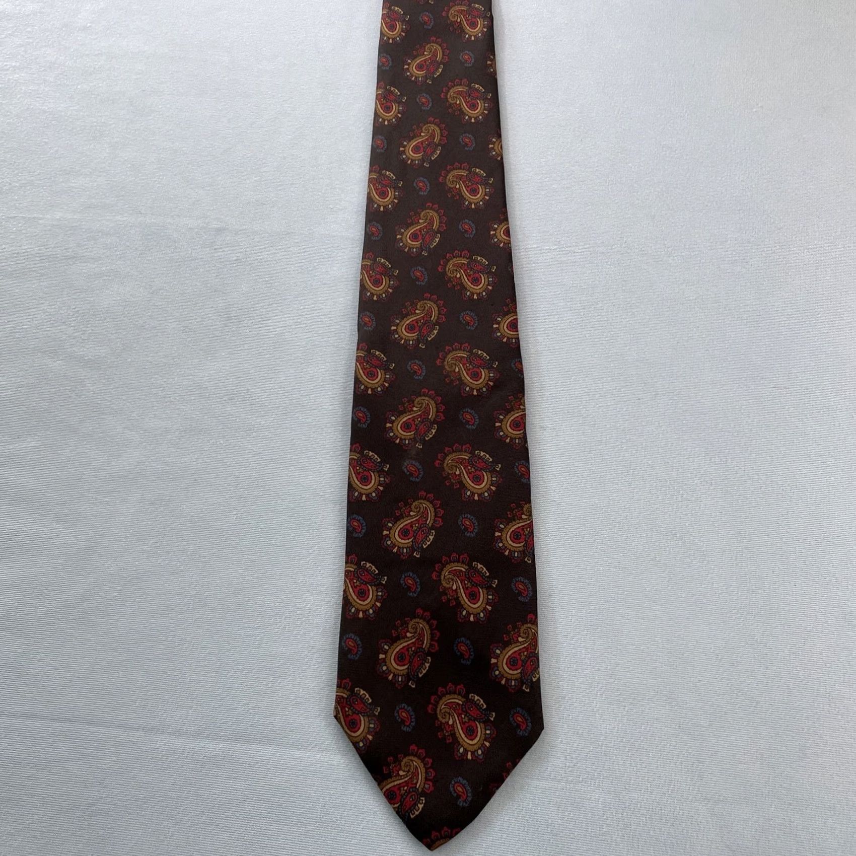 Brooks Brothers VTG Brooks Brothers Makers Silk Tie Deco Teardrop Paisley Black Bronze 1960s USA Mens Neckwear 60" 3.2" Wide Paisley Size ONE SIZE - 6 Thumbnail