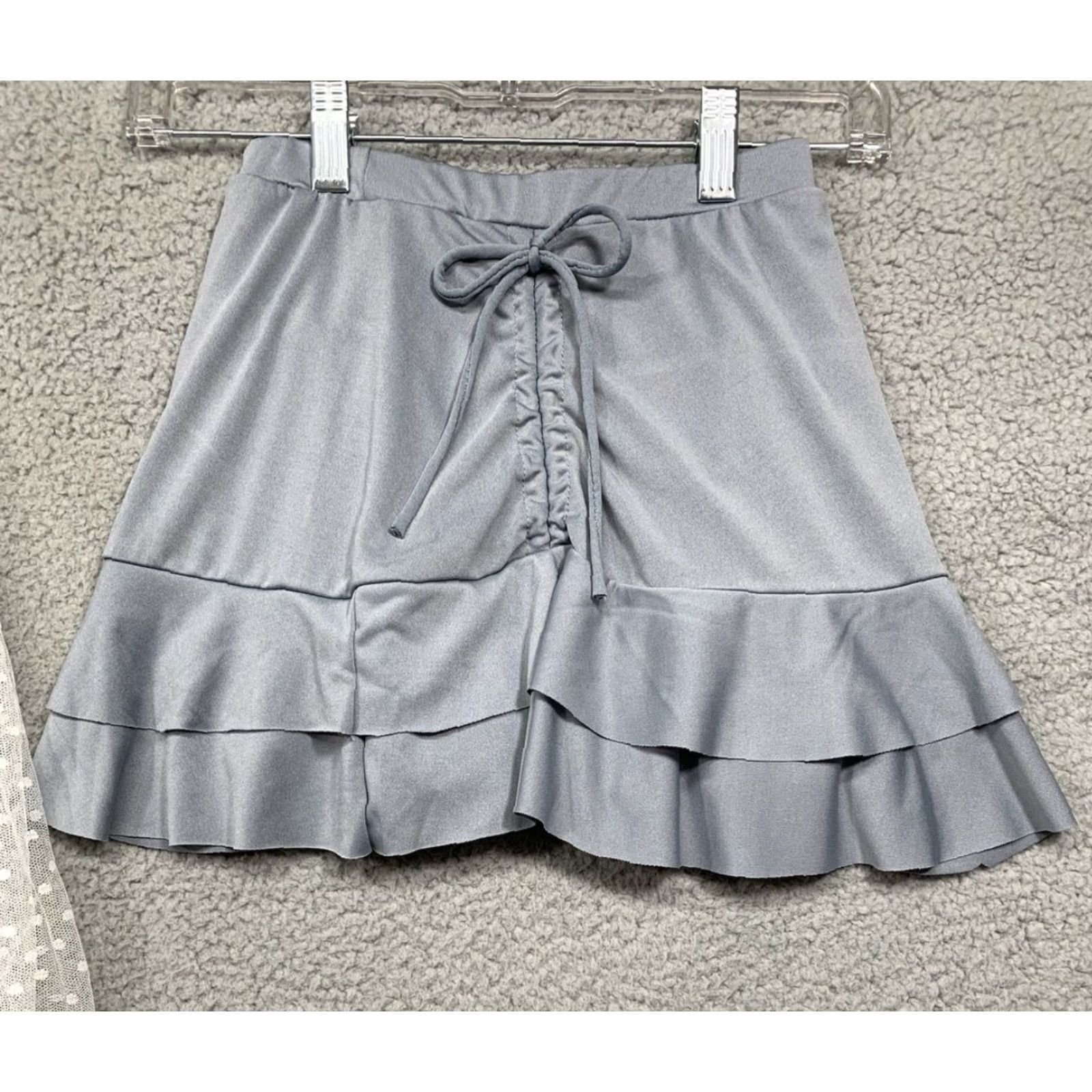 Vintage Lzhua 2-Piece Swimsuit Women's XS Gray Lace Sleeves Boy Shorts Under Skirt NWT Daywear Size 26" / US 2 / IT 38 - 3 Thumbnail
