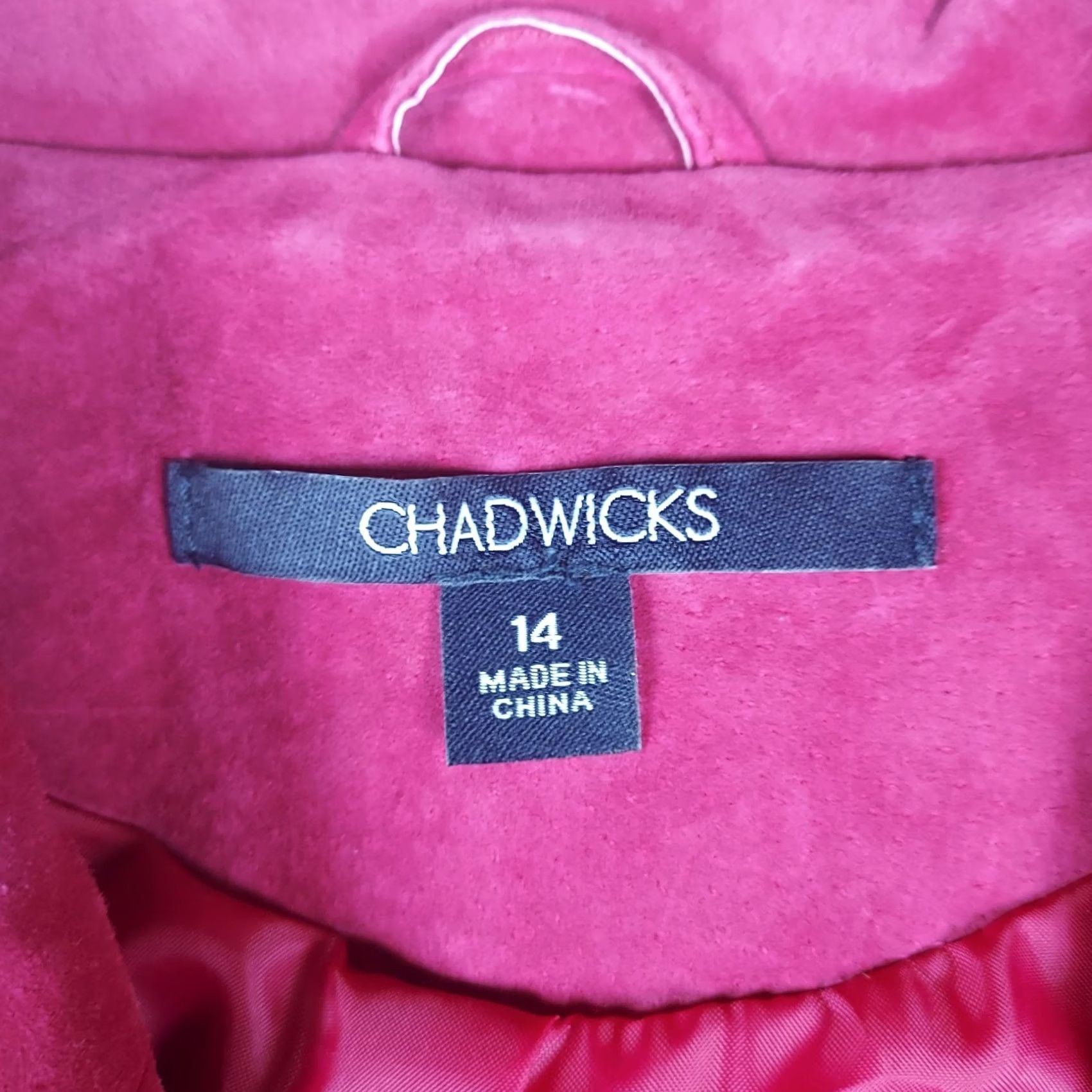 Vintage VINTAGE Chadwicks Womens Blazer Jacket 14 Pink Berry Suede Leather Mid-Length Button Casual Business Womens Classic 90s Size XL / US 12-14 / IT 48-50 - 5 Thumbnail