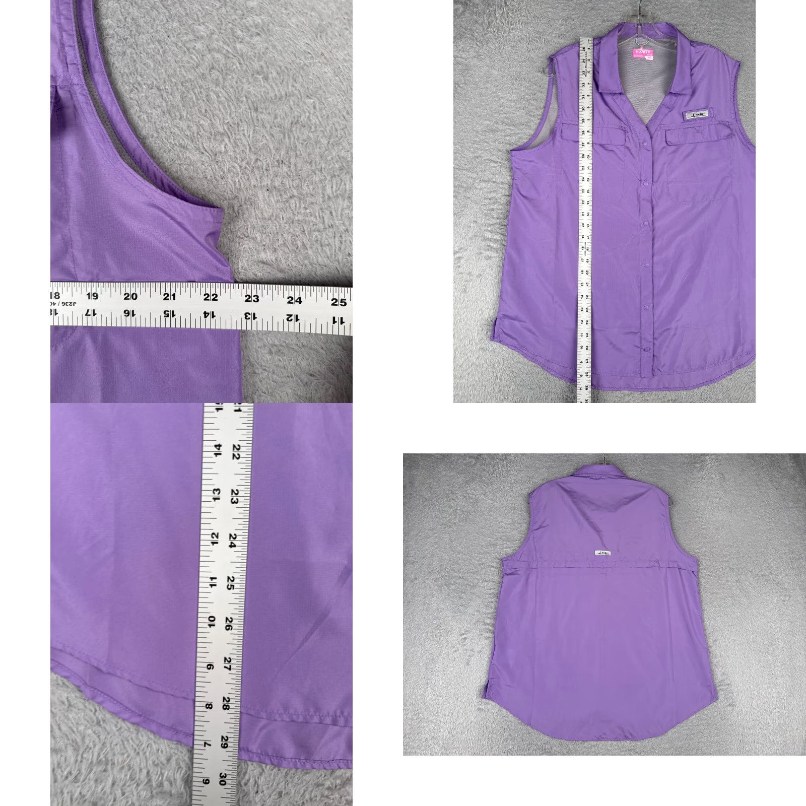 Habitat Habit Shirt Women Button-Up Sleeveless Purple Extra Large Vented Angler Fish Casual Workwear Summer Spring Breathing Pockets Size S / US 4 / IT 40 - 8 Thumbnail