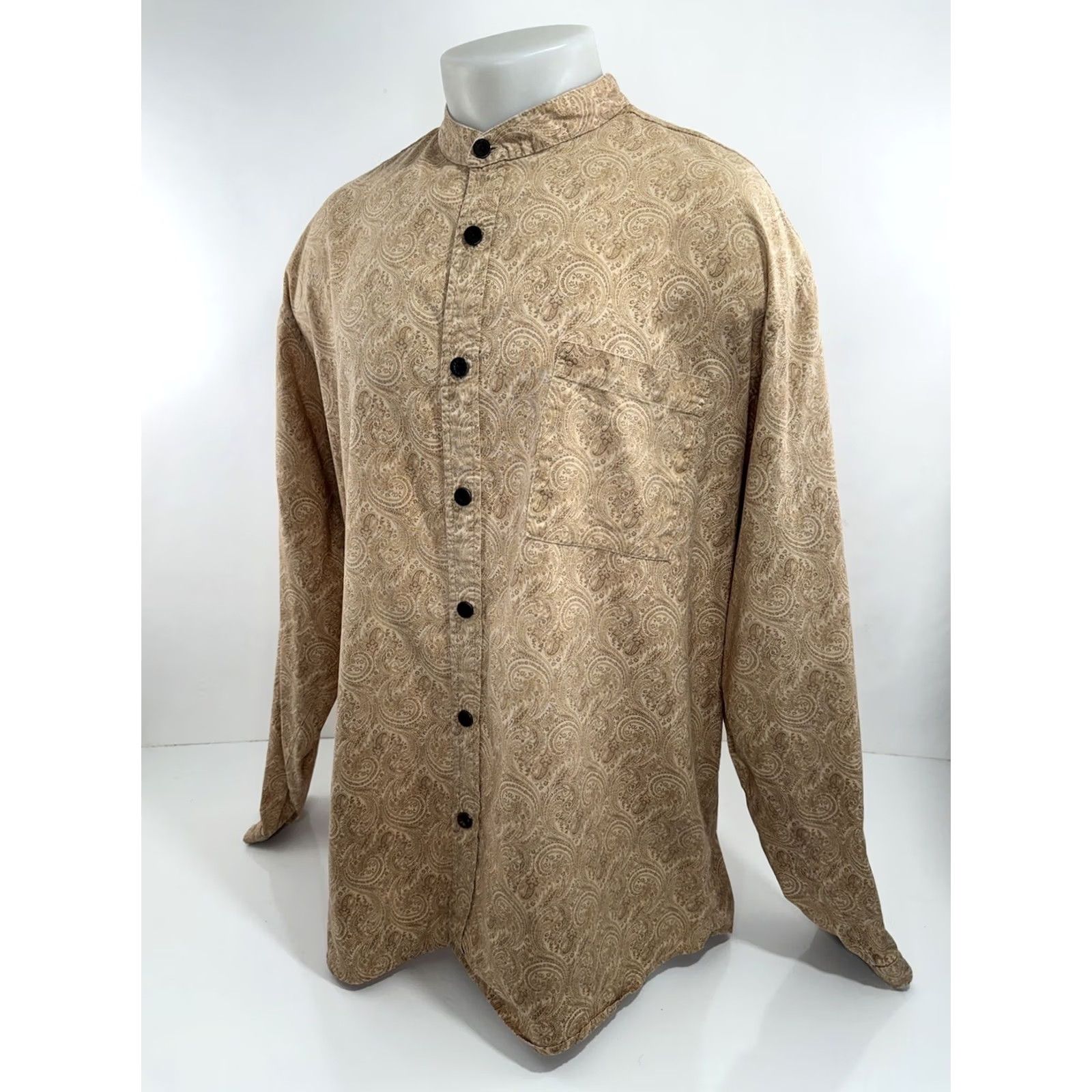 Vintage WAHMAKER Paisley Western Mens XXL Shirt Button-Up Long Sleeve Beige / Brown 2XL T1 Size US XXL / EU 58 / 5 - 3 Thumbnail