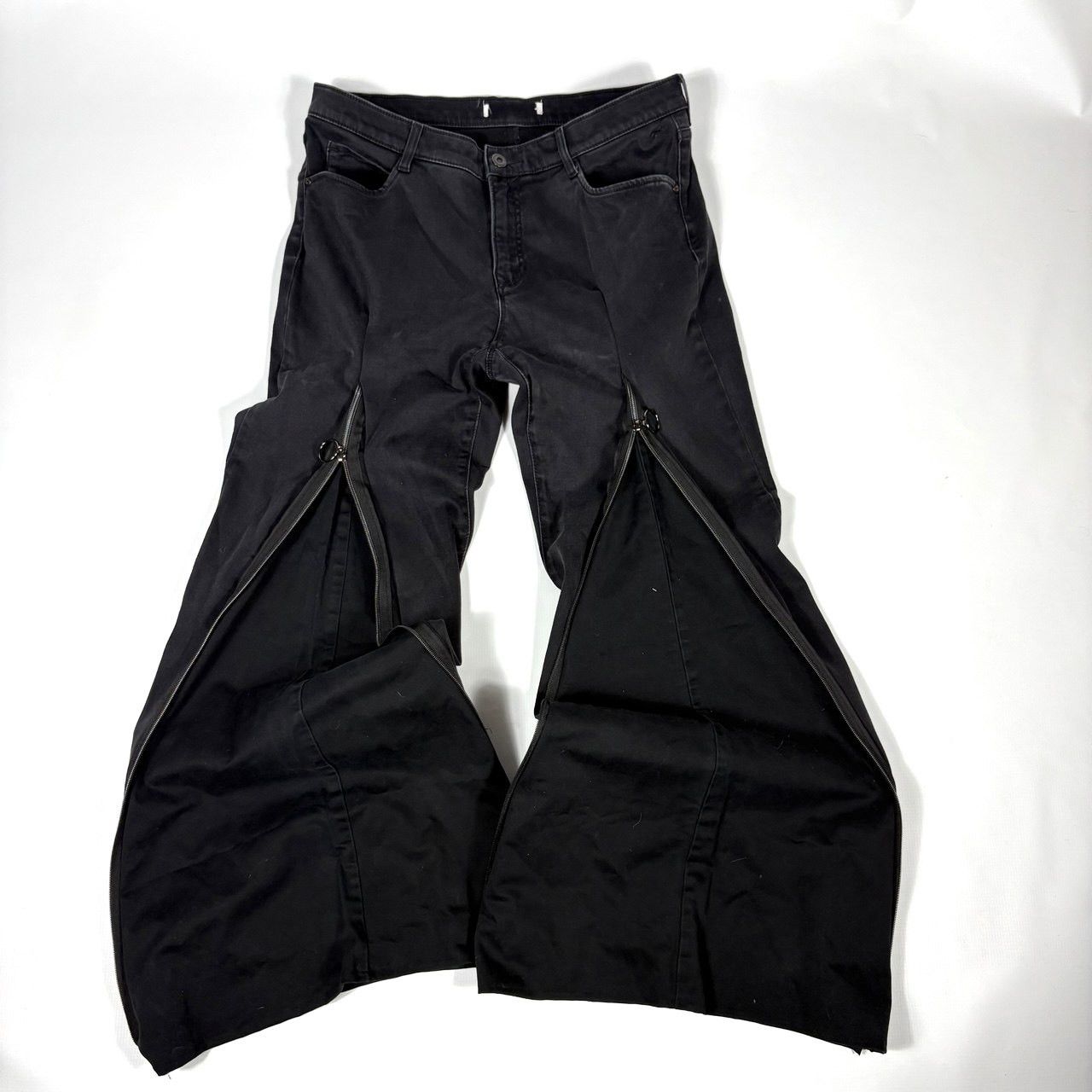 Japanese Brand Custom Black Baggy Distressed Jeans Painted Wide Leg Size US 31 - 1 Thumbnail