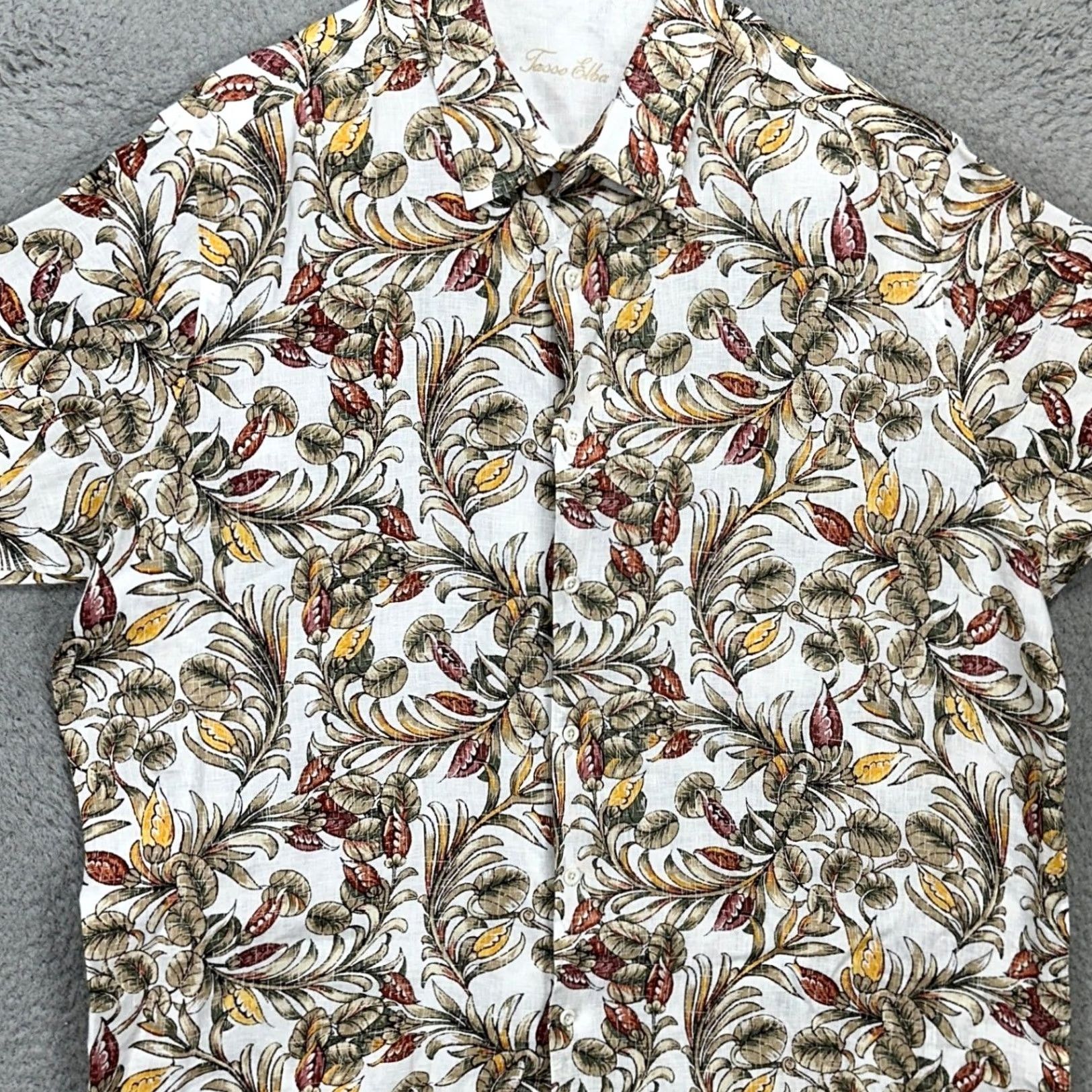 Tasso Elba Tasso Elba Button-Up Shirt Mens 2XL Tan Linen Hawaiian Short Sleeve Floral Breathable All Seasons Multicolor Shirt Mens 2XL Size US XXL / EU 58 / 5 - 2 Thumbnail
