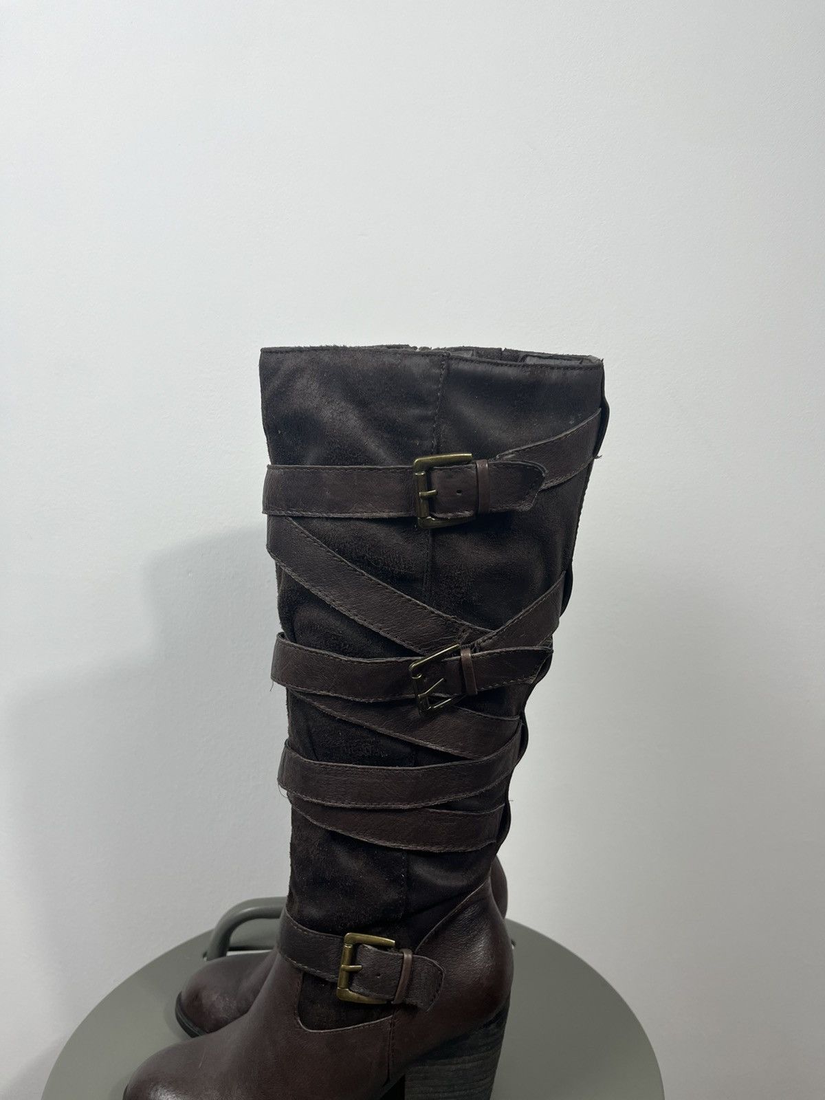 Other Womens Brown Leather Buckle Knee High Boots EU 37 Size US 6.5 / IT 36.5 - 5 Thumbnail