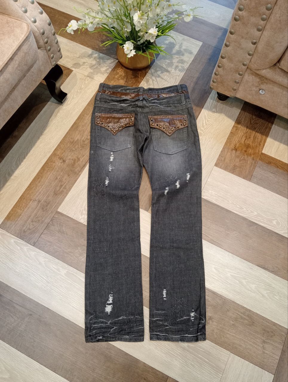 If Six Was Nine JAPANESE DOUBLE WAIST STUDDED POCKET DENIM PANTS Size US 32 / EU 48 - 8 Thumbnail