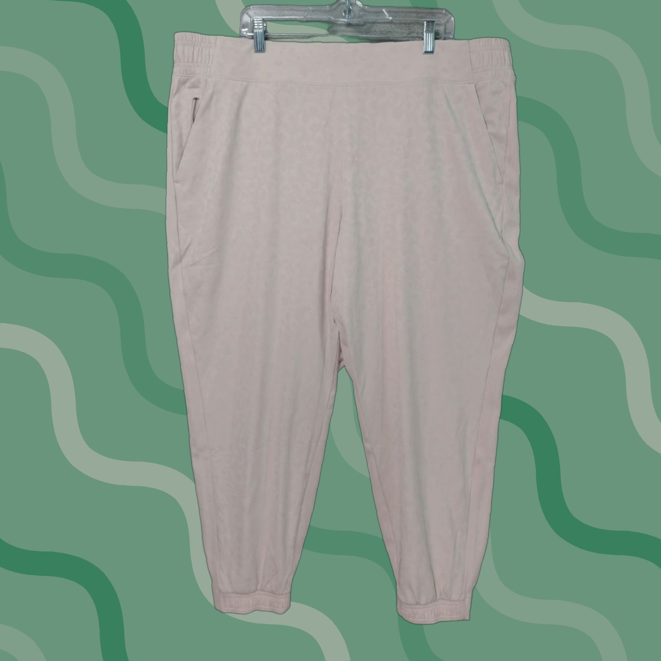 Athleta Athleta Pants Womens 22 Beige Brooklyn Textured Joggers Stretch Pull On Tapered Size 40" / US 18 - 1 Thumbnail