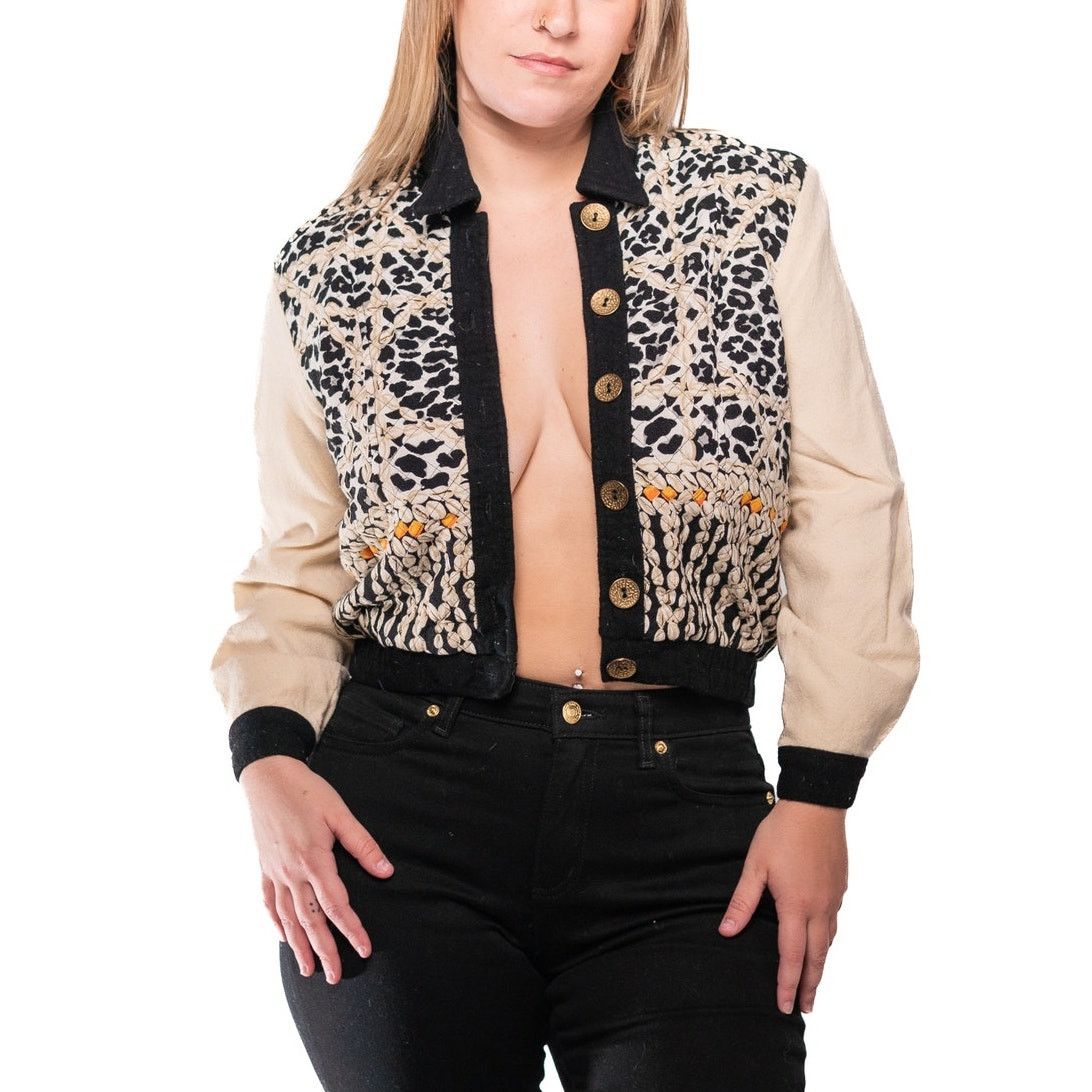 Vintage Vintage 1980s Howard Wolf Floral Silky Cropped Jacket Size M / US 6-8 / IT 42-44 - 3 Thumbnail