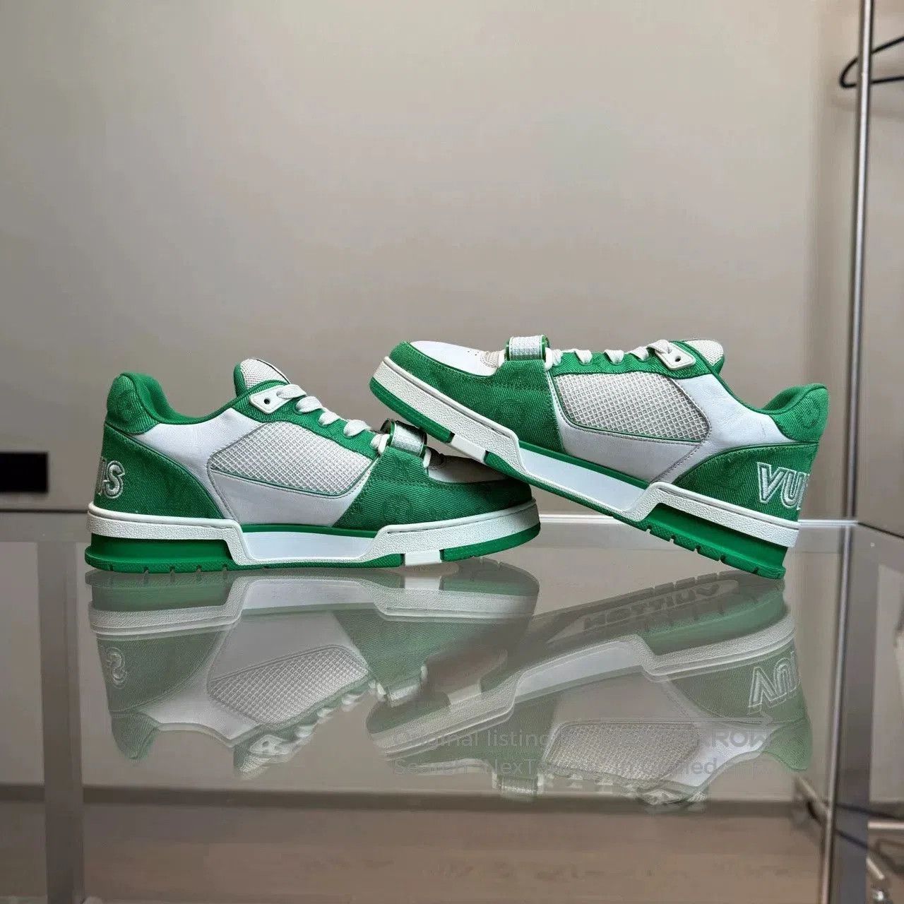 Louis Vuitton LV Trainer White Green Velcro. Size US 9.5 / EU 42-43 - 5 Thumbnail