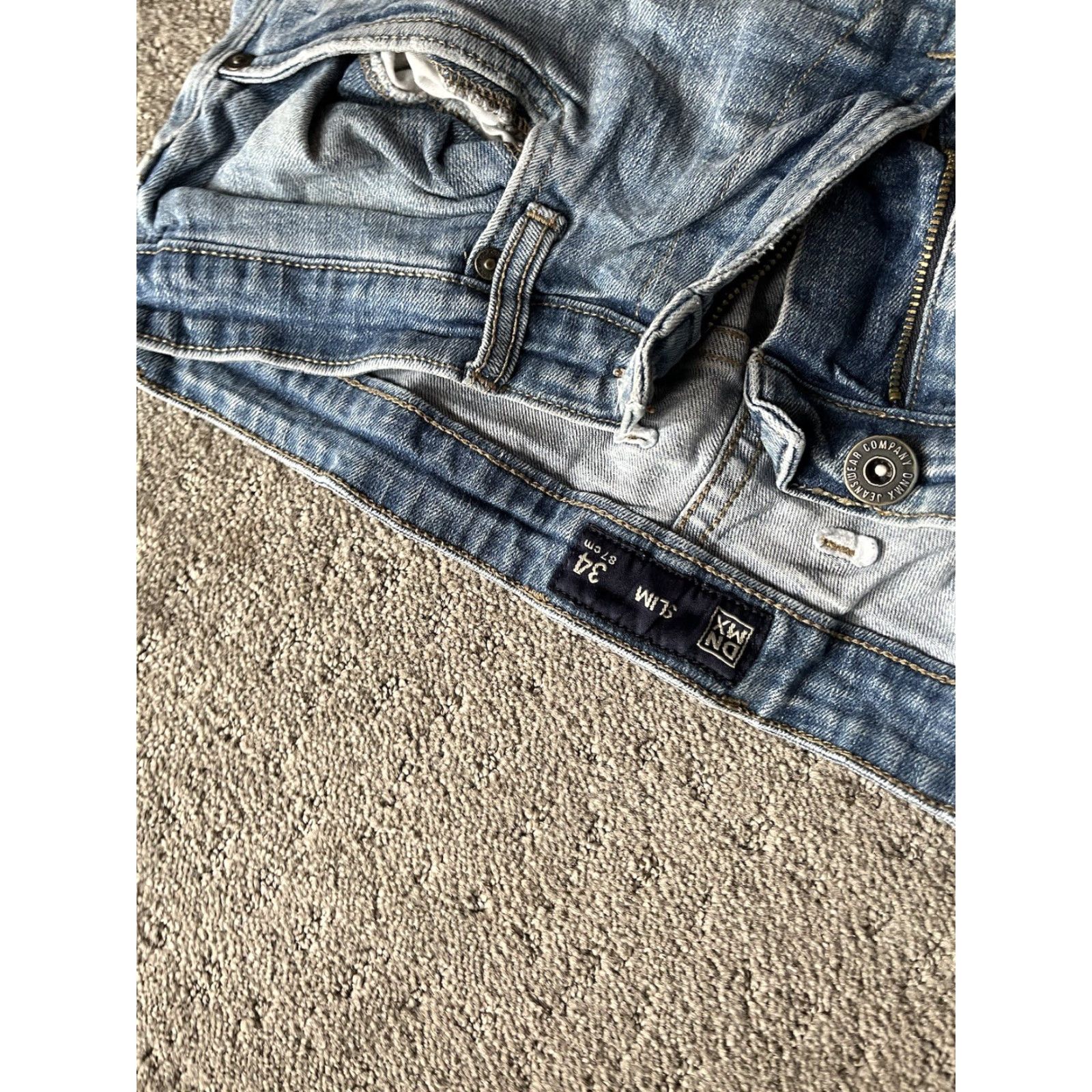 Vintage VINTAGE DNMX Jeans Slim 34x28 Light Wash Denim 34 Waist Tapered Fit 5-Pocket USA Mens Belt Loops Zipper Button Logo Stretch Cotton Size US 34 / EU 50 - 6 Thumbnail