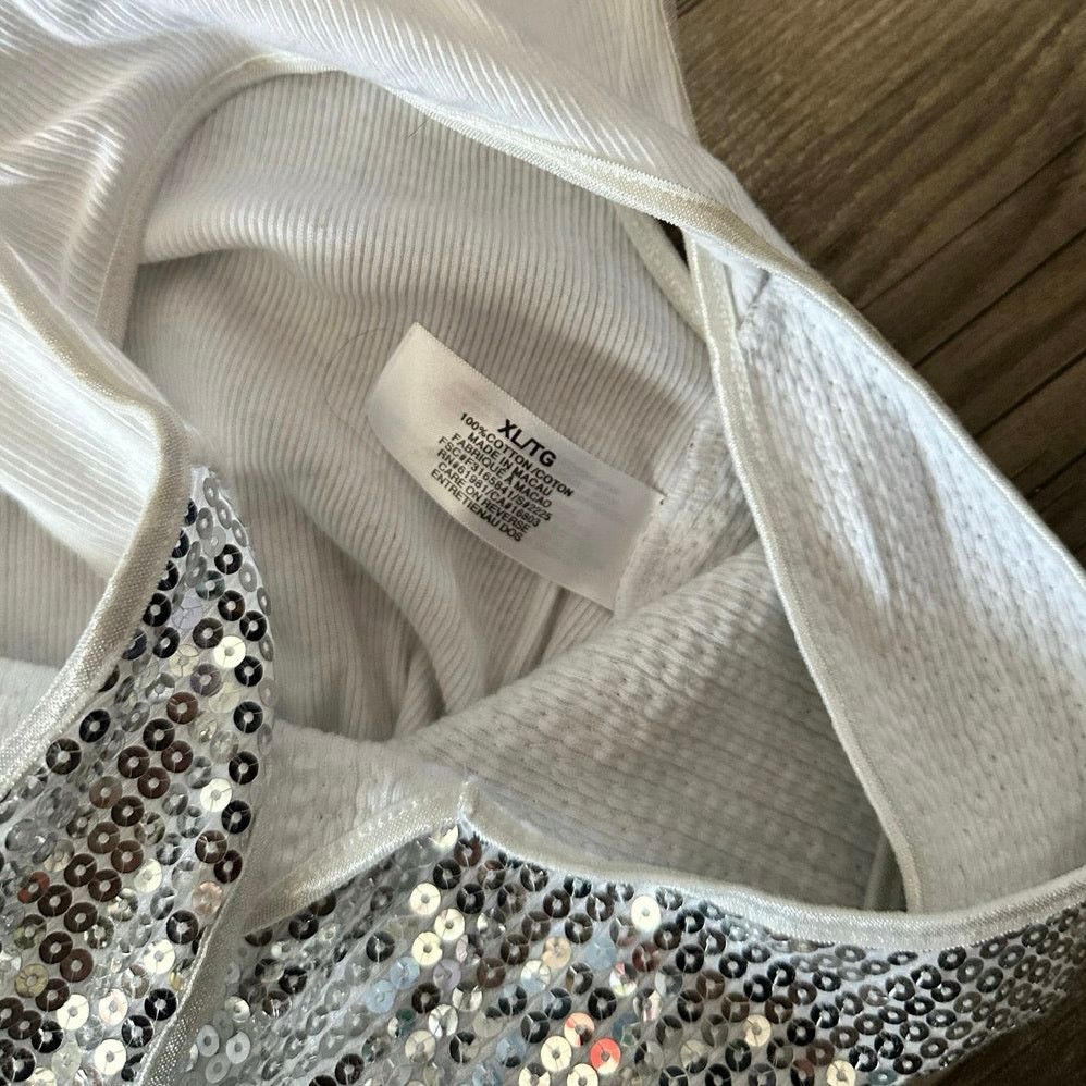 Other no brand white silver sequin tank top Size XL / US 12-14 / IT 48-50 - 3 Thumbnail