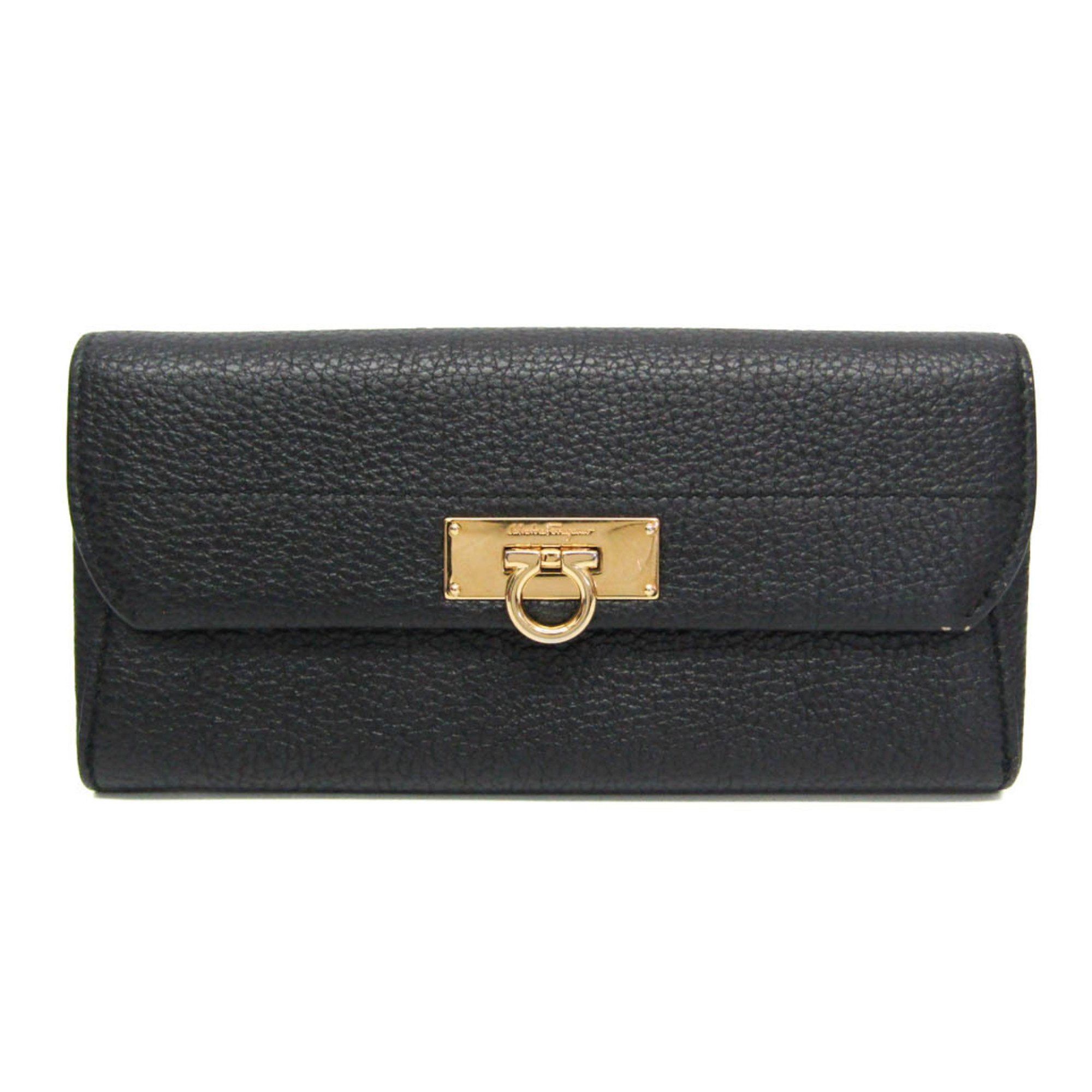 Salvatore Ferragamo Salvatore Ferragamo Gancini 22 C225 0604375 Women's Leather Long Wallet (bi-fold) Black Size ONE SIZE - 1 Thumbnail