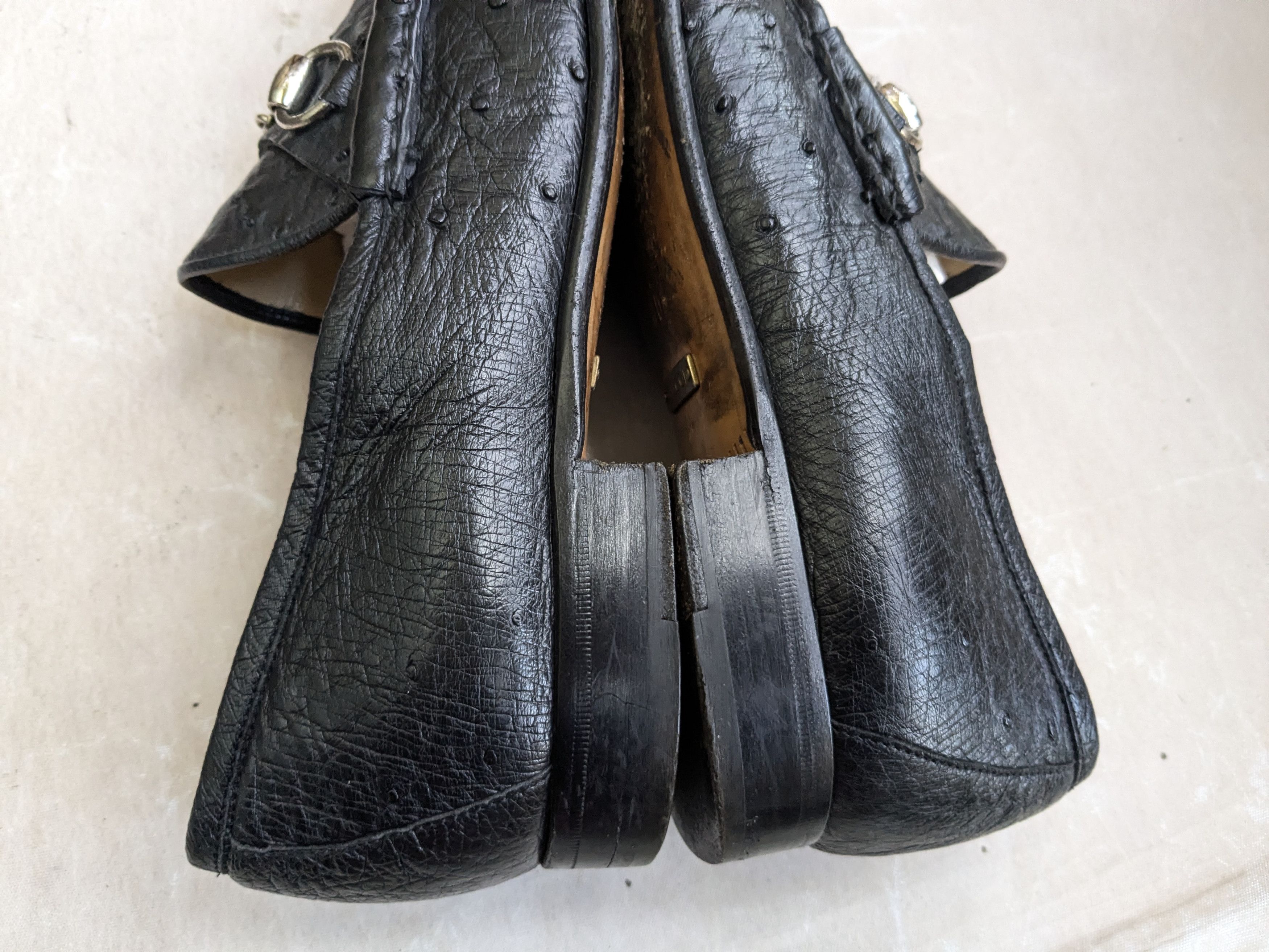 Gucci Gucci Horsebit Loafers Black Ostrich 8 D Leather Slip On Size US 8 / EU 41 - 10 Thumbnail
