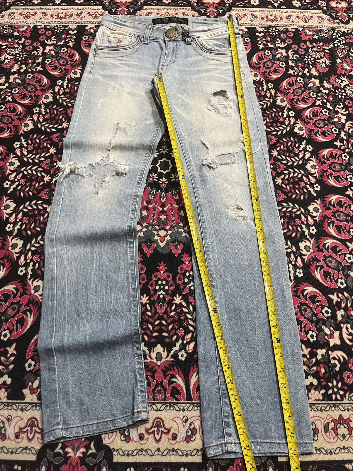 If Six Was Nine ⚡️Insane⚡️Vintage Japanese Brand Red Pepper Destroy Blue Jeans Size US 28 / EU 44 - 18 Thumbnail