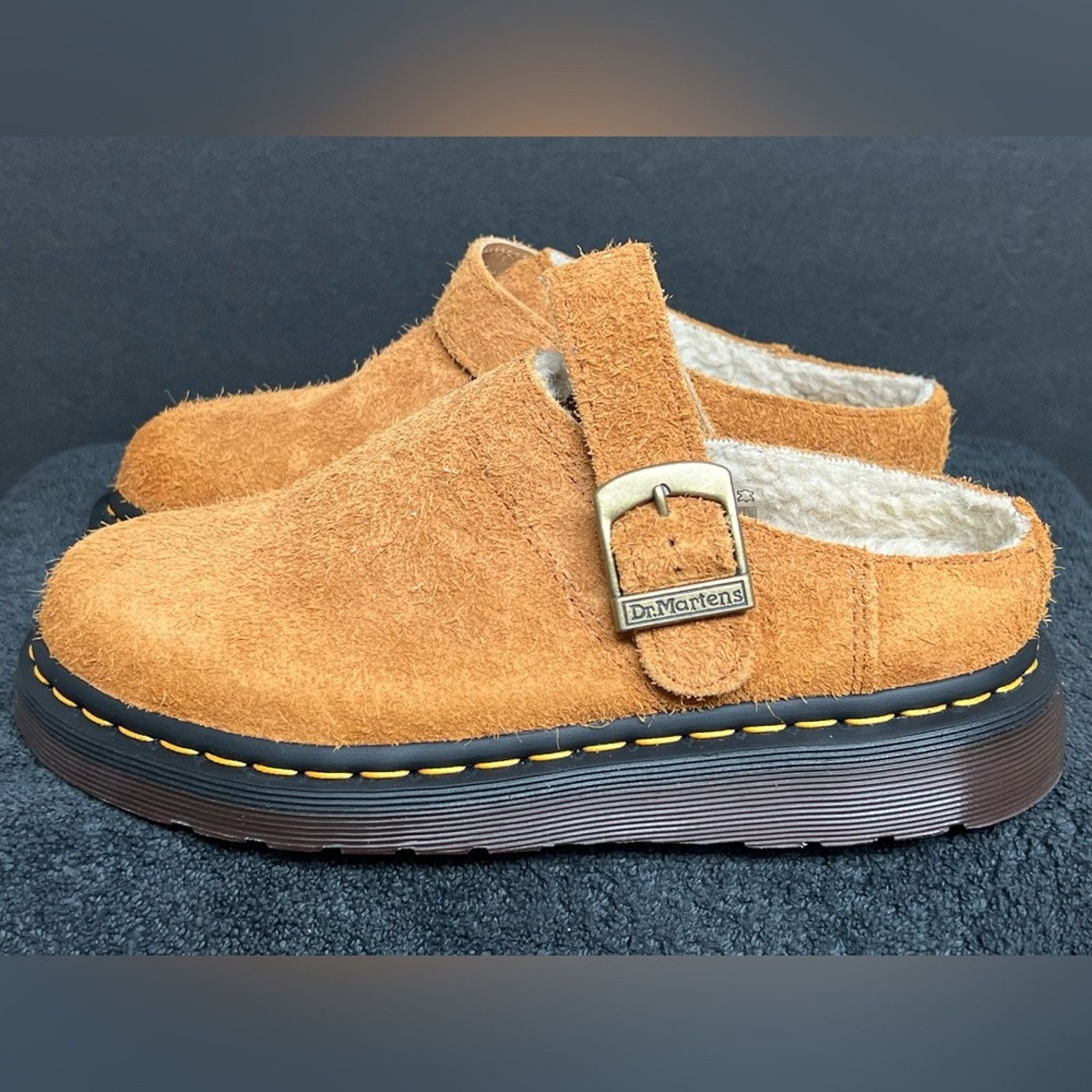 Dr. Martens NEW Dr. Martens Isham Brown Shearling Suede Slingback Mules Size US 6 / IT 36 - 1 Thumbnail