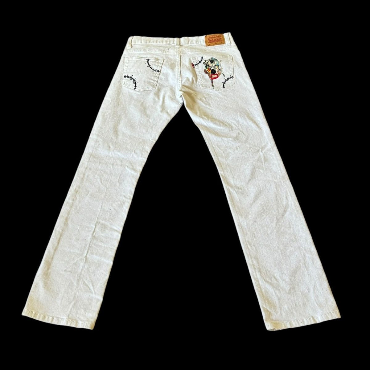 Levi's Unisex Up-cycled reworked one of a kind Levi’s white jeans. Size US 30 / EU 46 - 6 Thumbnail