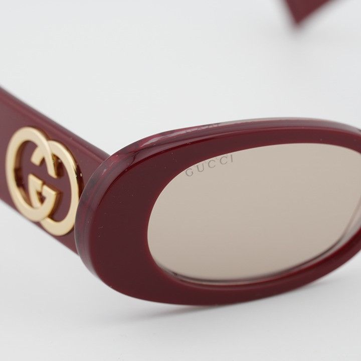 Gucci Gucci GG0517S 009 Sunglasses Burgundy Oval Frame Size ONE SIZE - 8 Thumbnail