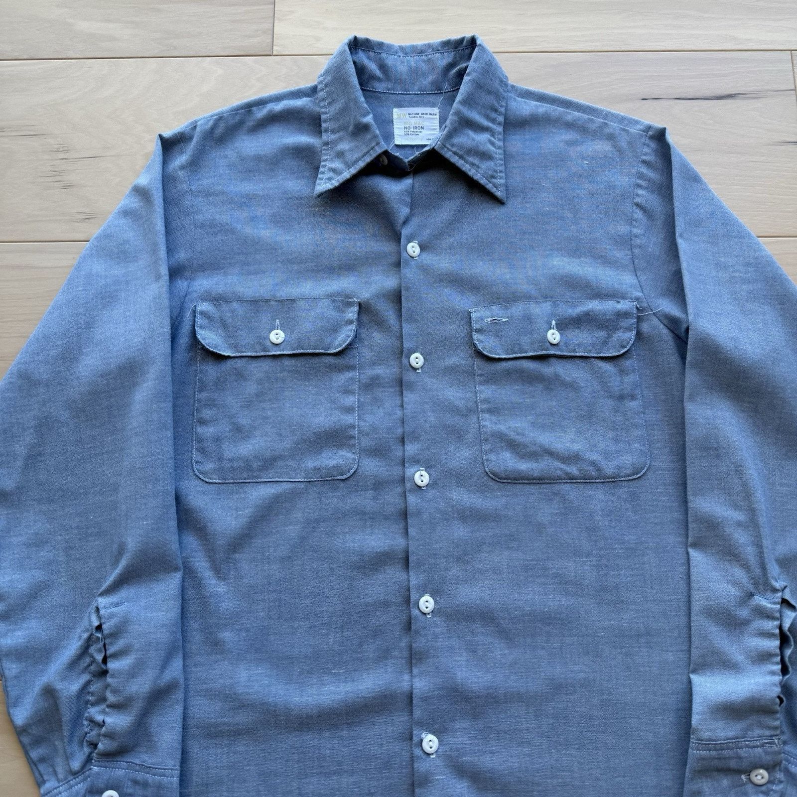 Big Mac × Vintage Vintage Big Mac Chambray Shirt Blue 70s Made in USA Selvedge Size US M / EU 48-50 / 2 - 3 Thumbnail